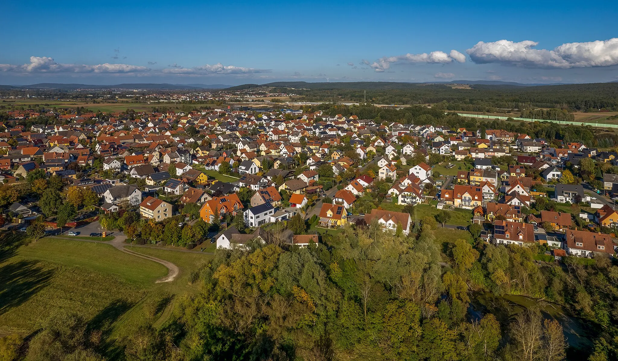 Photo showing: Aerial view of Kemmern in the district of Bamberg