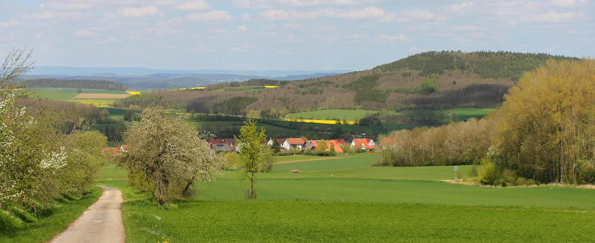 Photo showing: Blick auf Burkheim vom Weg in Richtung Kordigast.