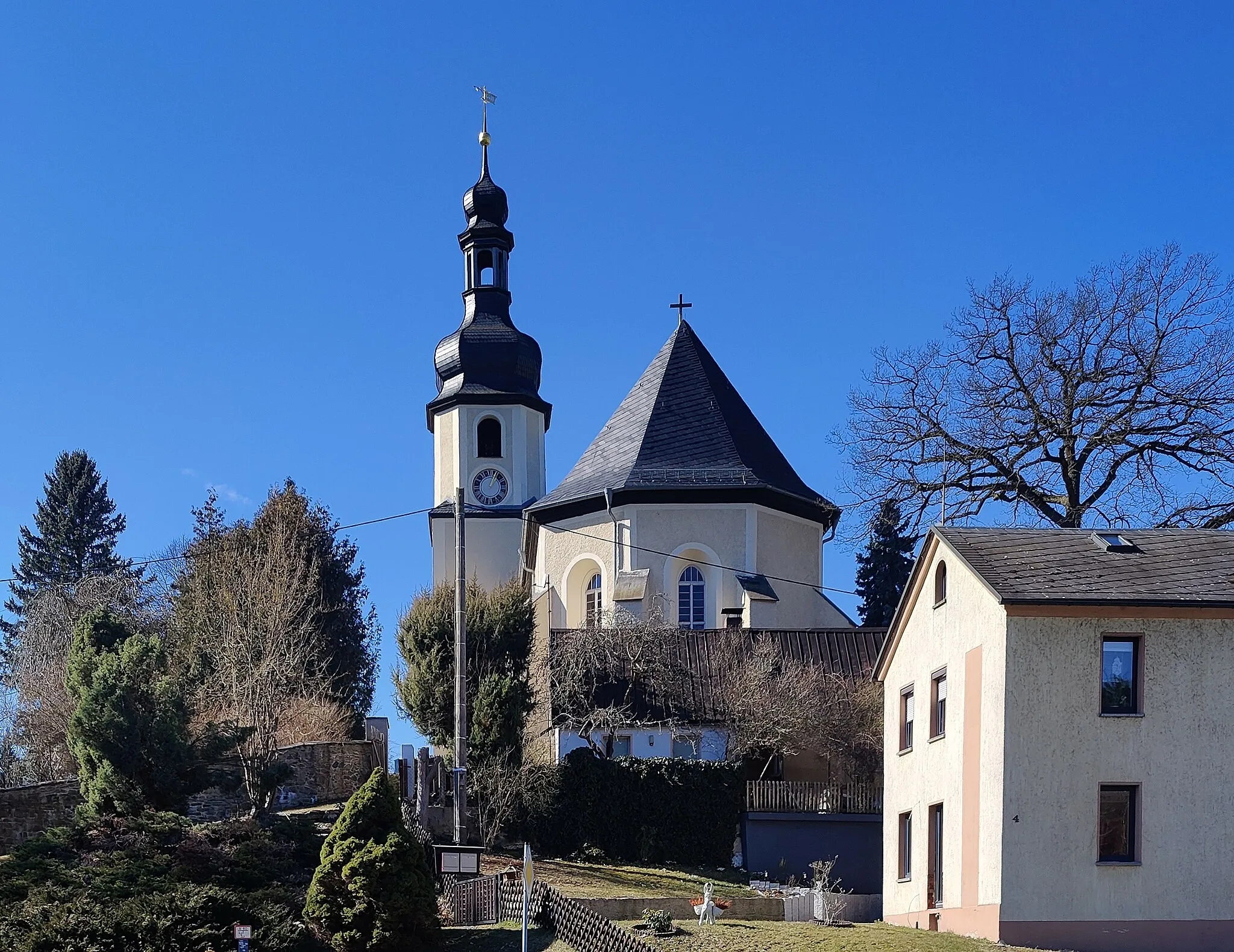 Photo showing: Evangelisch-lutherische St.-Margareten-Kirche Bobenneukirchen, Gemeinde Bösenbrunn, Vogtlandkreis, Sachsen, Deutschland