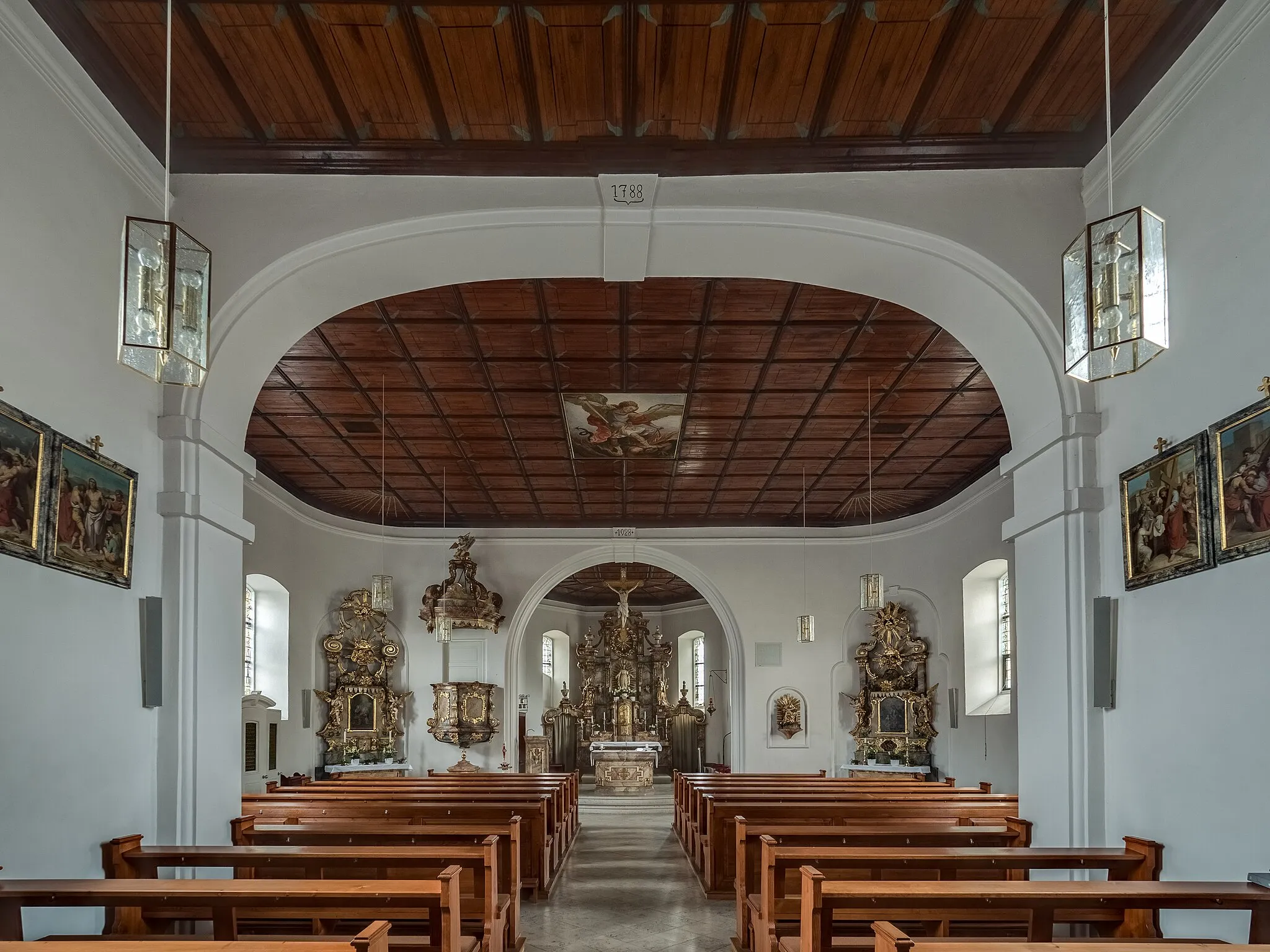 Photo showing: Interior of St. Wendelin Church in Tütschengereuth