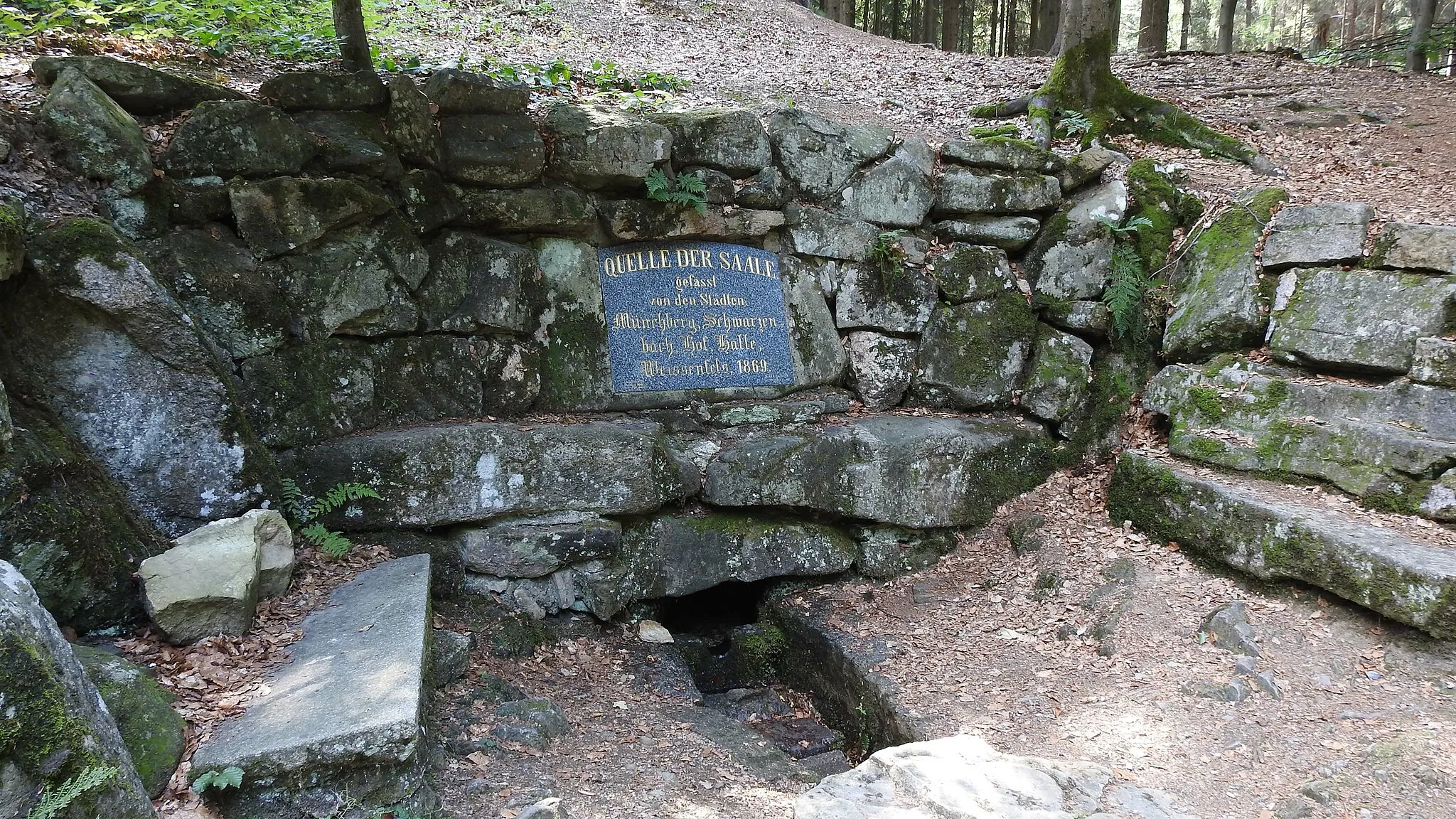 Photo showing: Quellfassung der Sächsischen Saale bei Zell im Fichtelgebirge