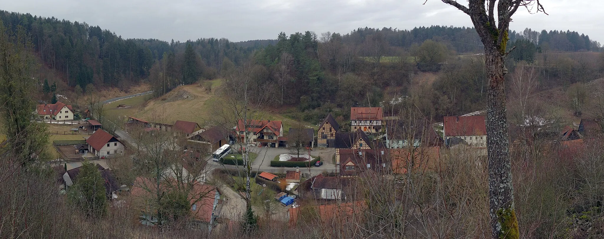 Photo showing: A panorama of Großenohe, a village of the town Hilpoltstein in northern Bavaria.