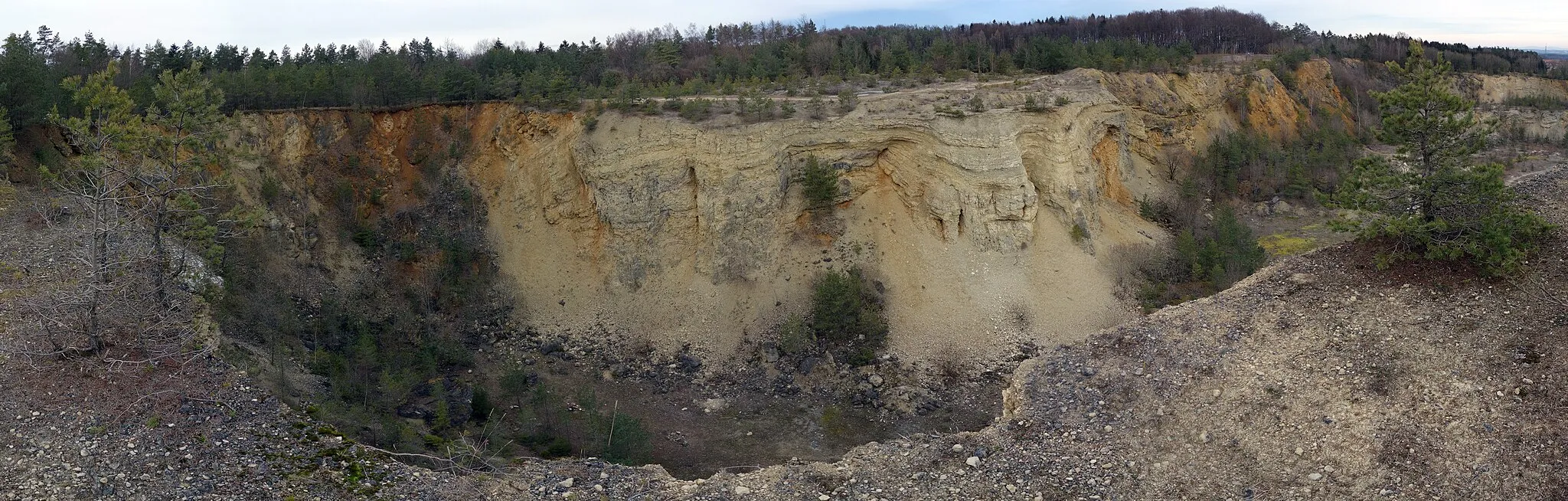 Photo showing: The abandoned quarry near Ludwag, a village of the town of Scheßlitz in northern Bavaria.