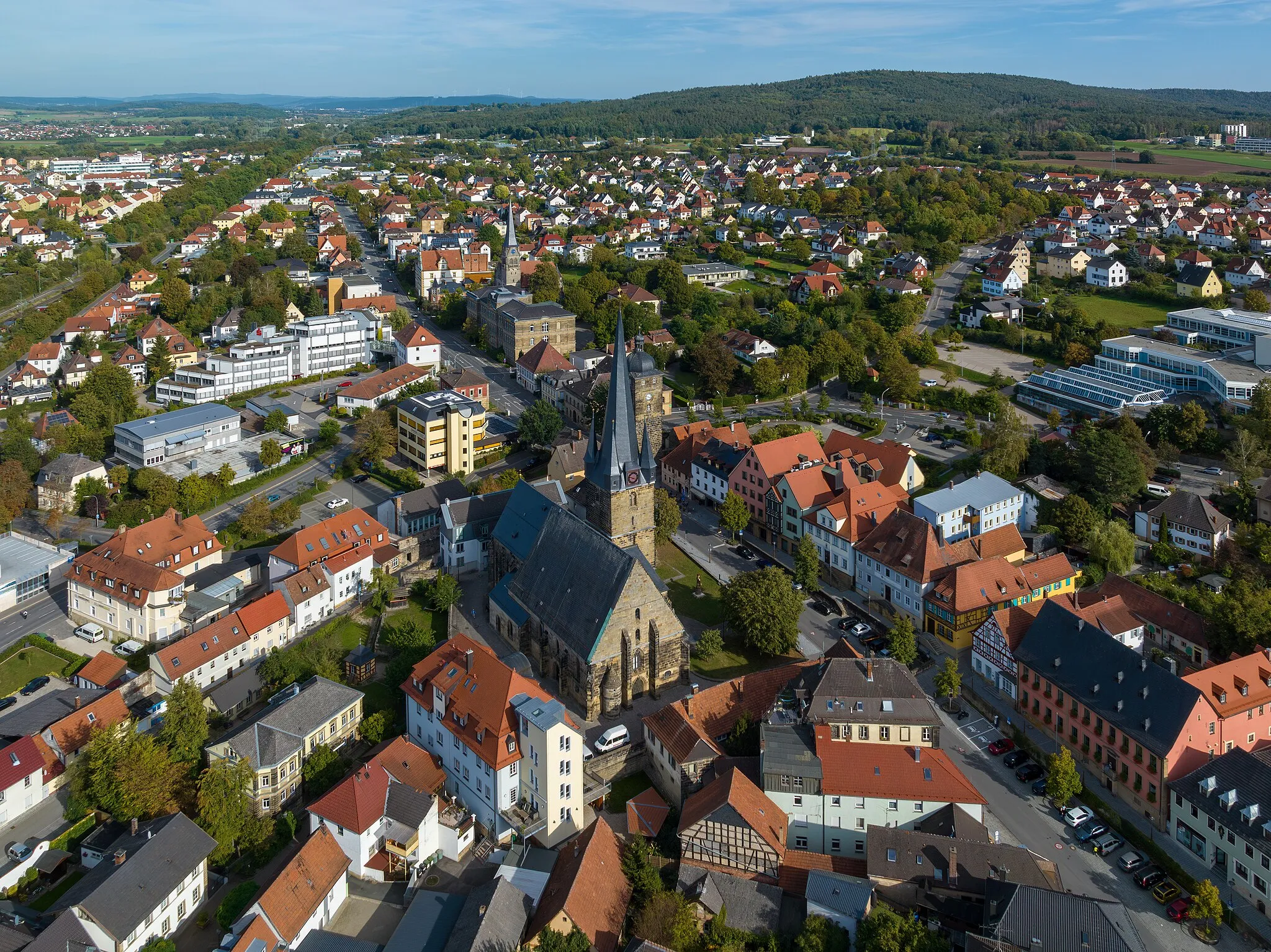 Photo showing: Assumption of the Virgin Mary in Lichtenfels, aerial view