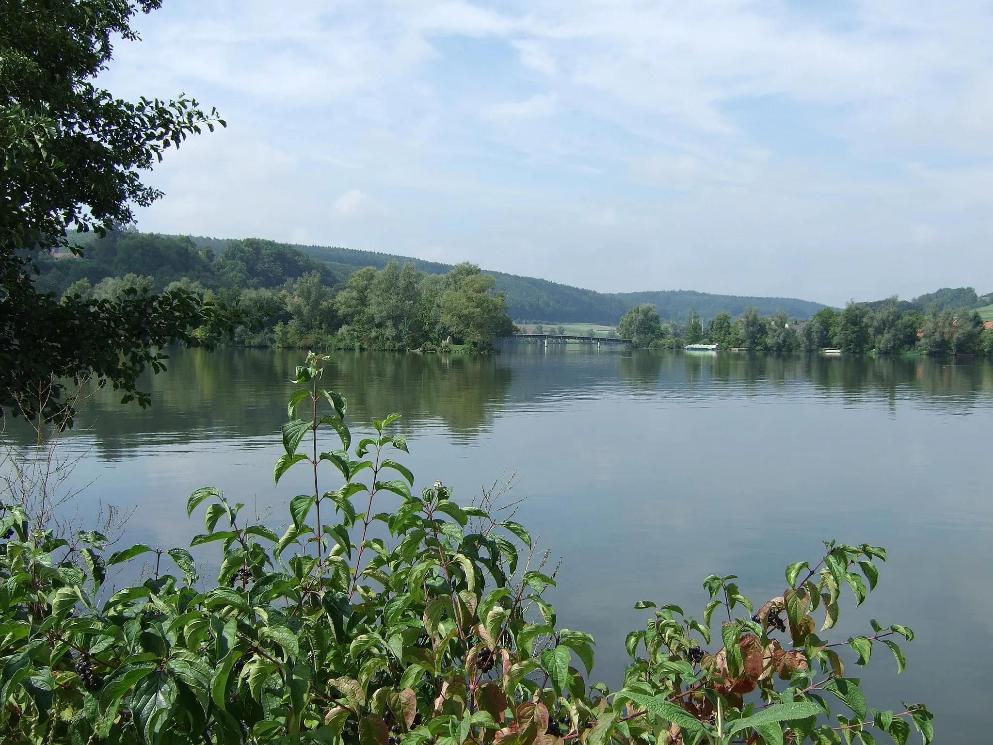 Photo showing: Die Mündung der Naab (hinten rechts) in die Donau (vorne links)