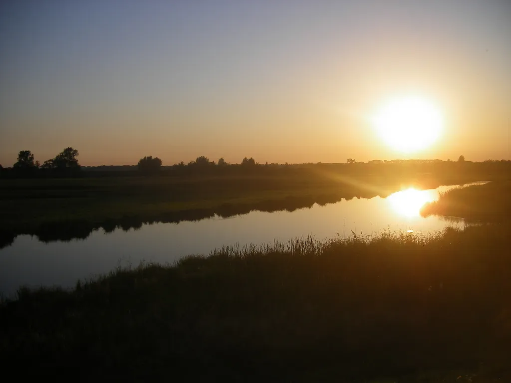 Photo showing: Dusk over Danube near Oberzetdorn (Kirchroth municipality)