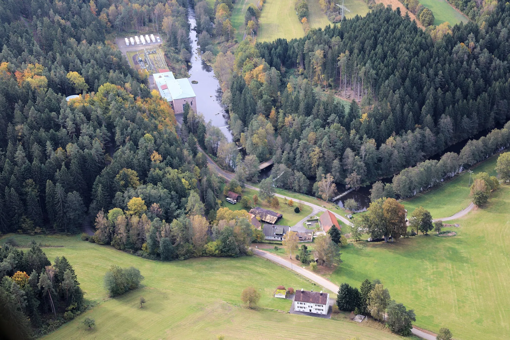 Photo showing: Pumpspeicherwerk Tanzmühle am Fluss Pfreimd, Markt Tännesberg, Landkreis Neustadt an der Waldnaab, Oberpfalz, Bayern