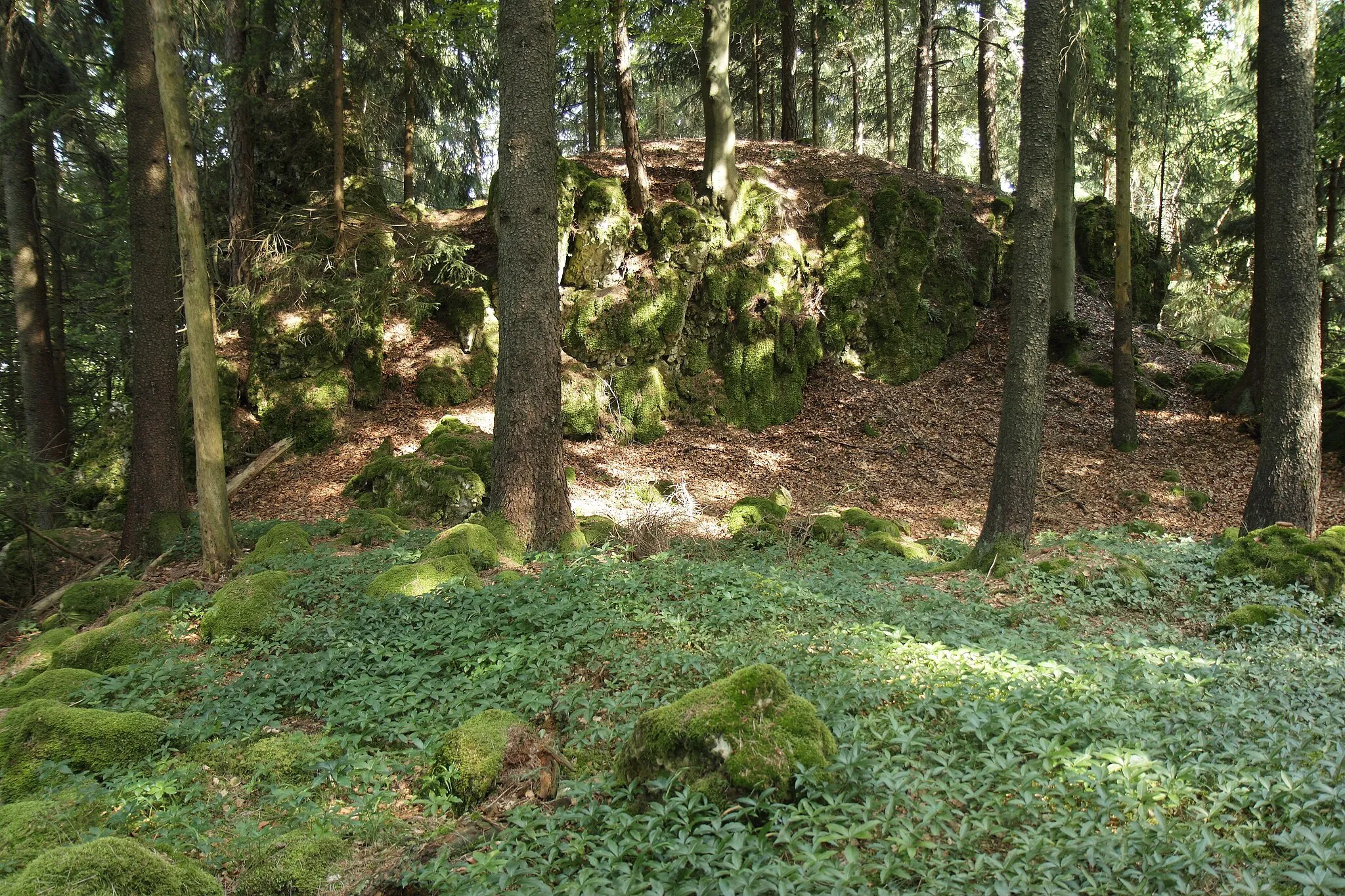Photo showing: Burgstall Leherfels - Ansicht des Felsens der Oberburg