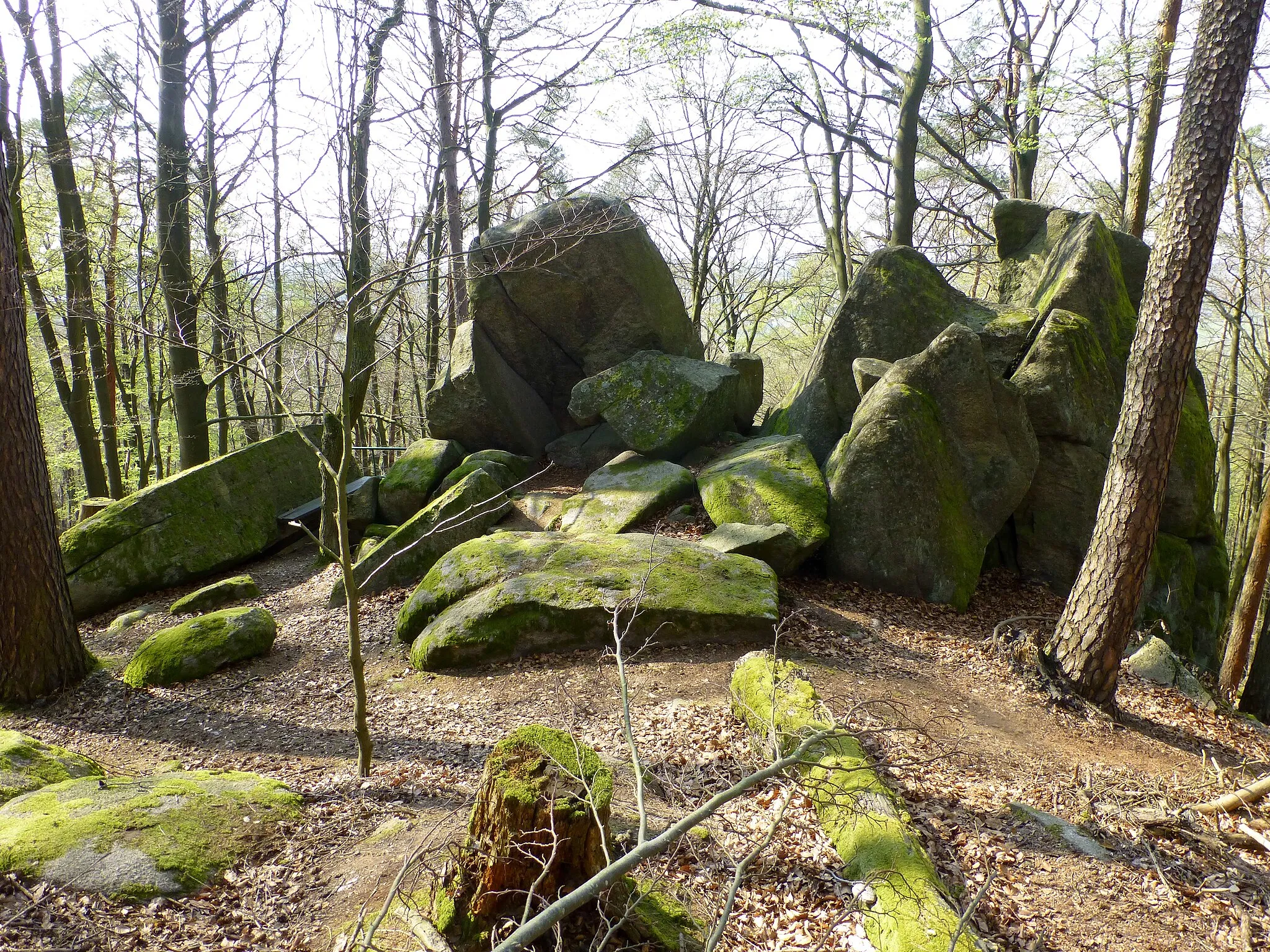 Photo showing: Felsformation am Wildfrauhausberg bei Klein-Bieberau; Ansicht von Süden