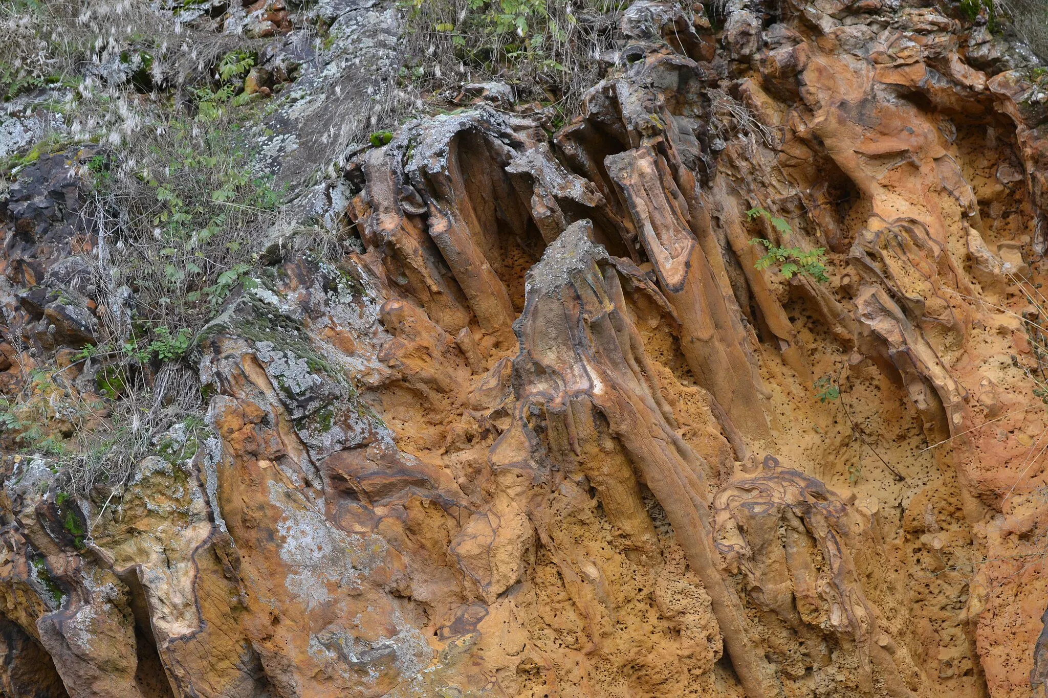 Photo showing: The so-called lightning tubes near Battenberg, Rhineland-Palatinate (Detail)