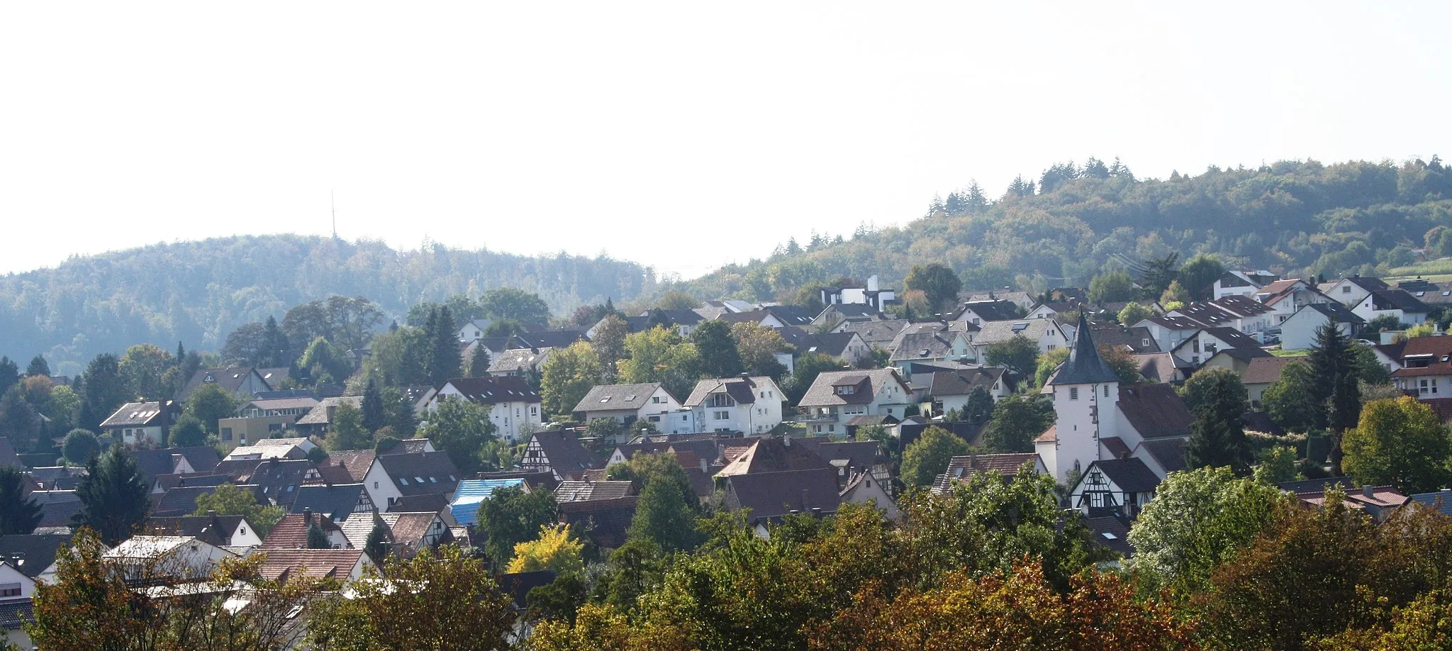 Photo showing: Nöttingen Blick von der Autobahnbrücke