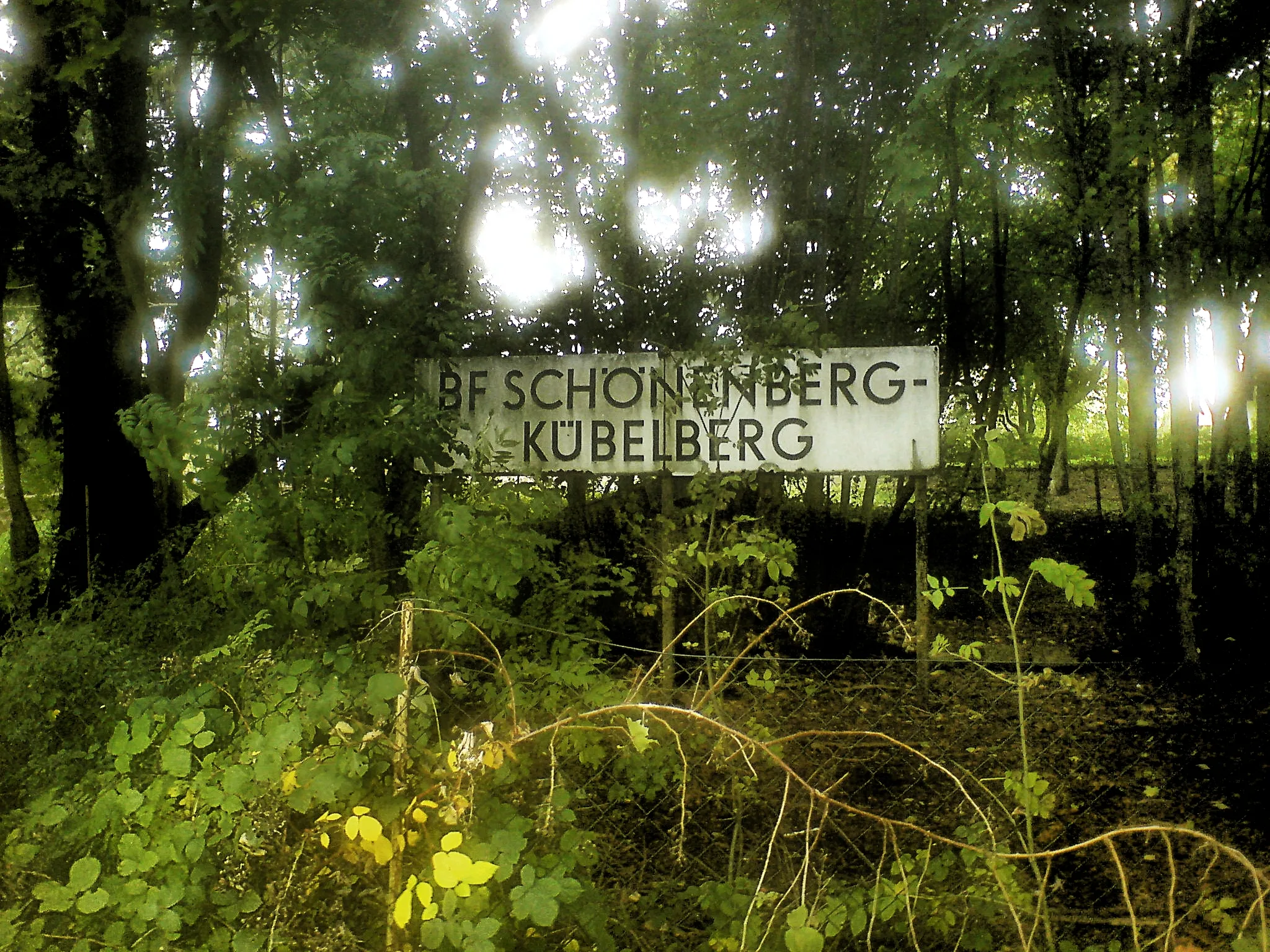 Photo showing: Altes Stationsschild des Bahnhofs von Schönenberg-Kübelberg