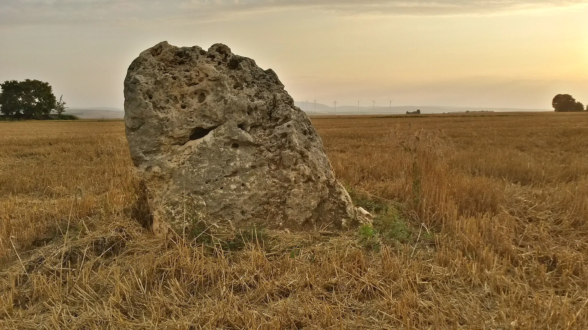 Photo showing: Einselthum, the "Lange Stein", a Menhir. View from East.