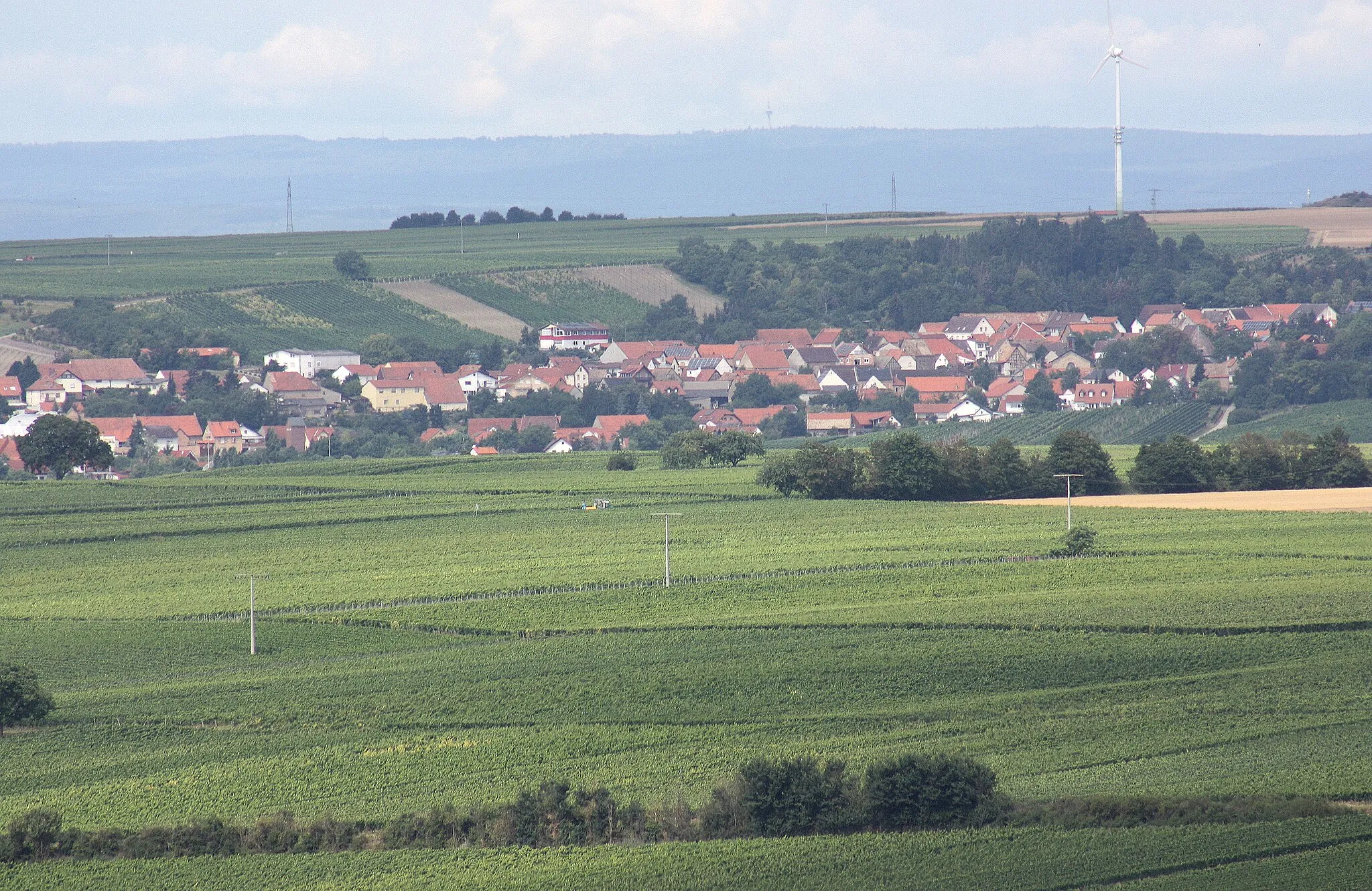 Photo showing: Petersberg (Rheinhessen), view to Spiesheim