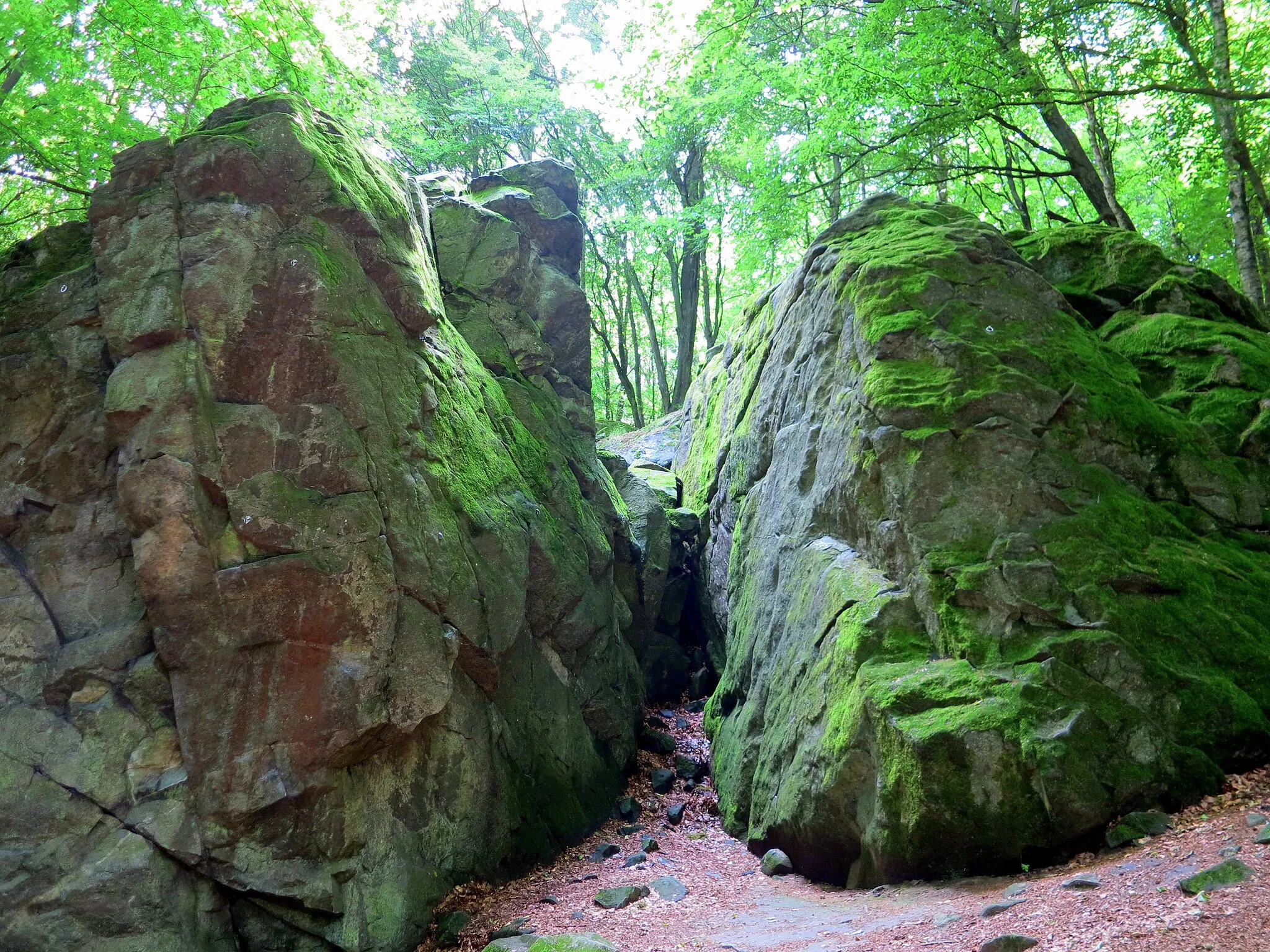 Photo showing: Magnetic stones at the Burg Frankenstein (2016).