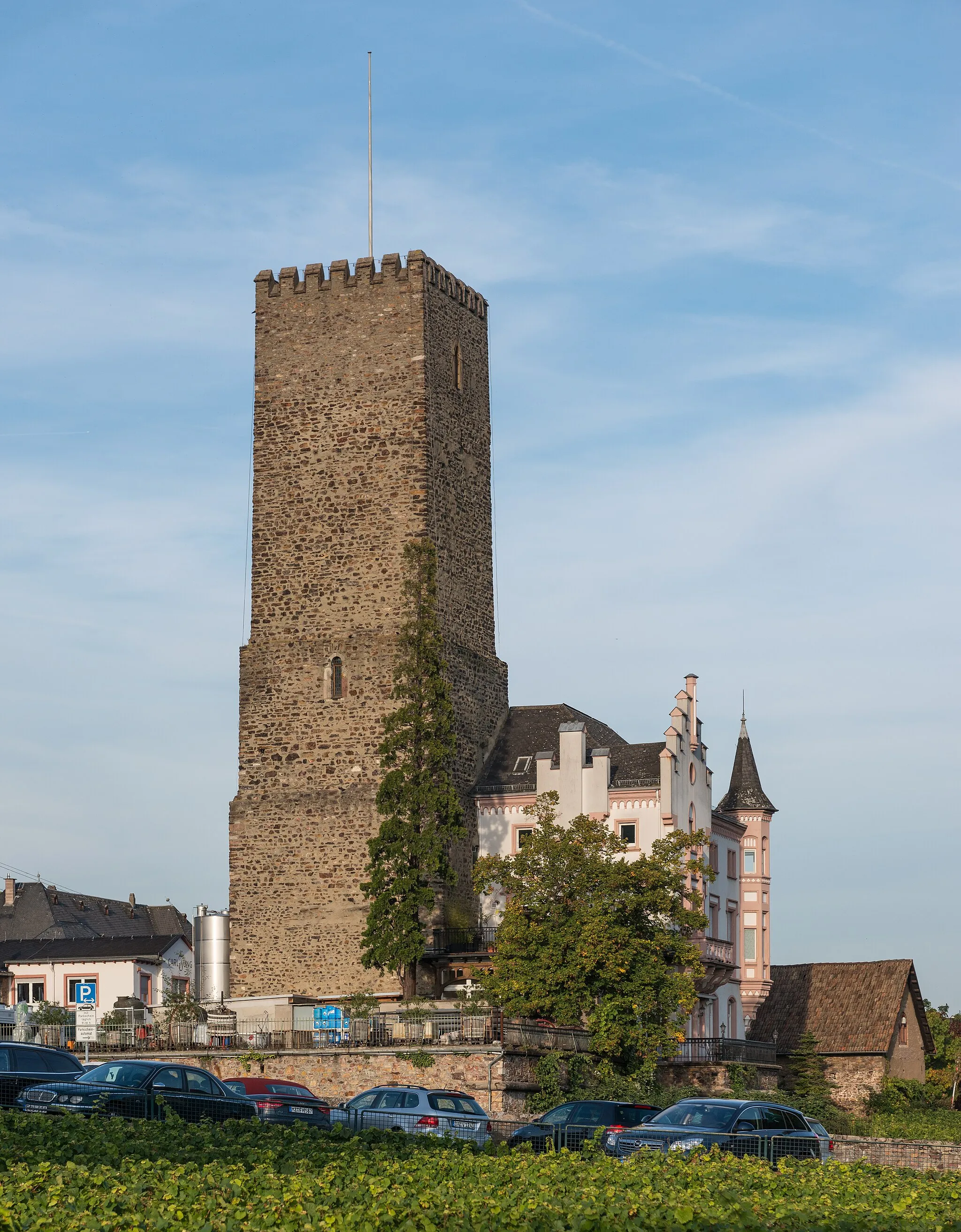 Photo showing: The Boosenburg in Rüdesheim am Rhein as seen from Southwest