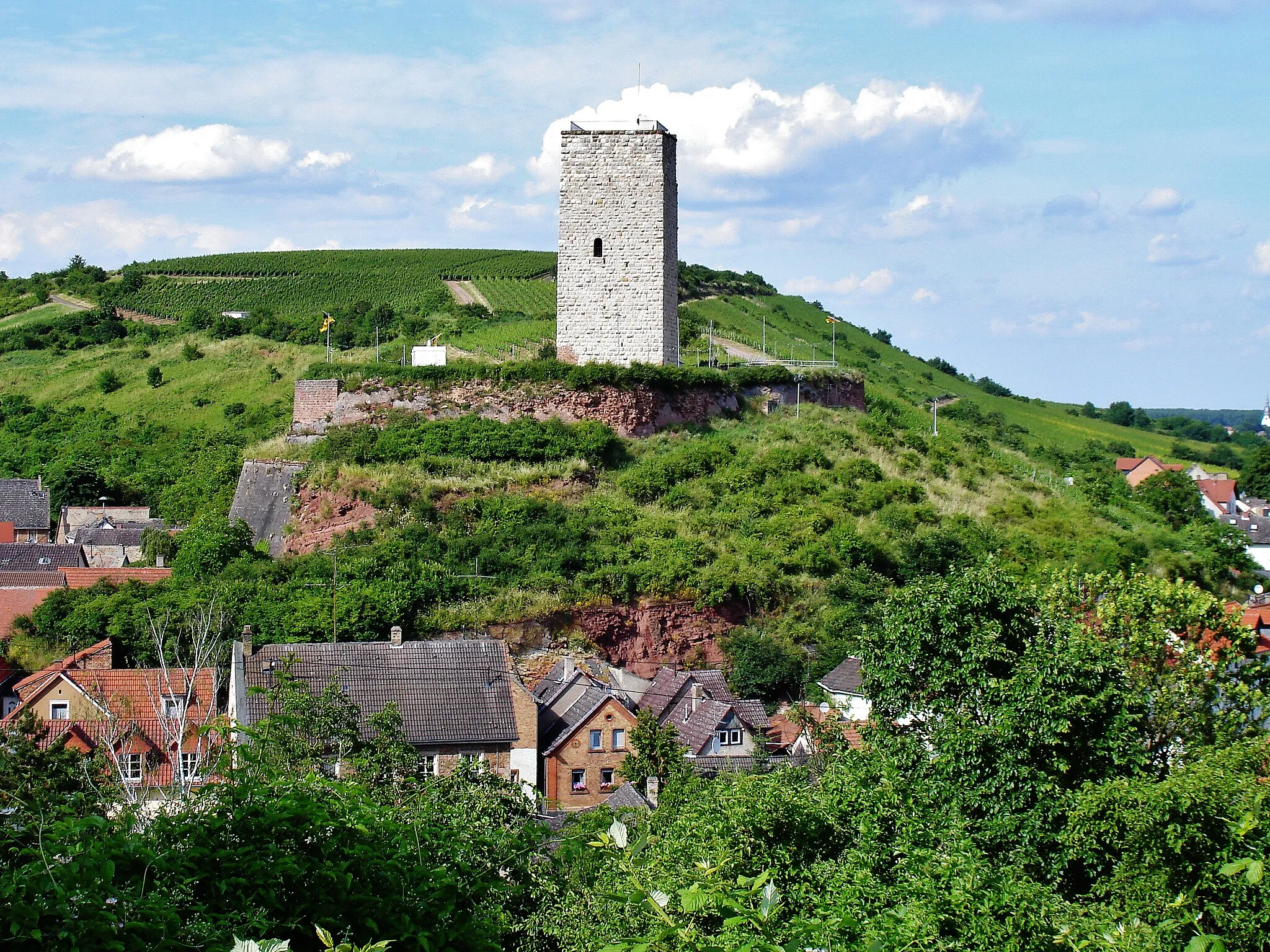 Photo showing: der Turm der Schwabsburg mit dem Originaleingang in 11 Meter Höhe umringt von Schwabsburg