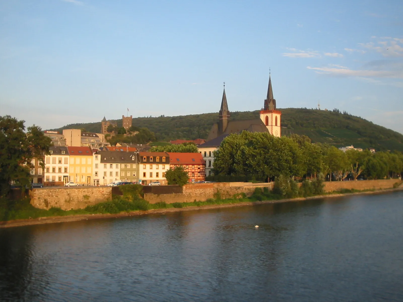 Photo showing: Bingen am Rhein view, with the St Martin basilica, the Burg Klopp and the Nahe river.

Photo taken by Barbara WALTER.