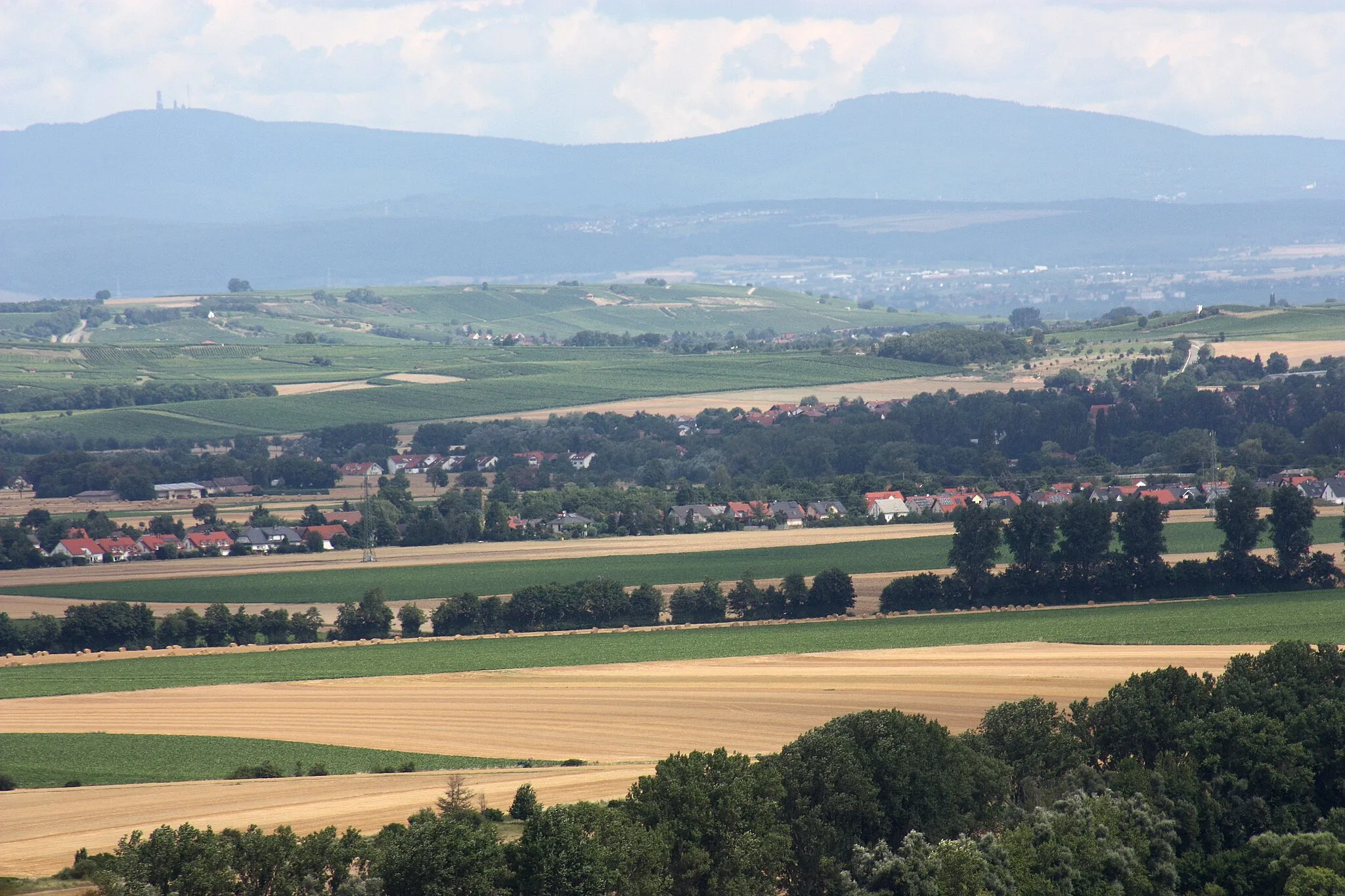 Photo showing: Petersberg (Rheinhessen), view to the mountain "Großer Feldberg"