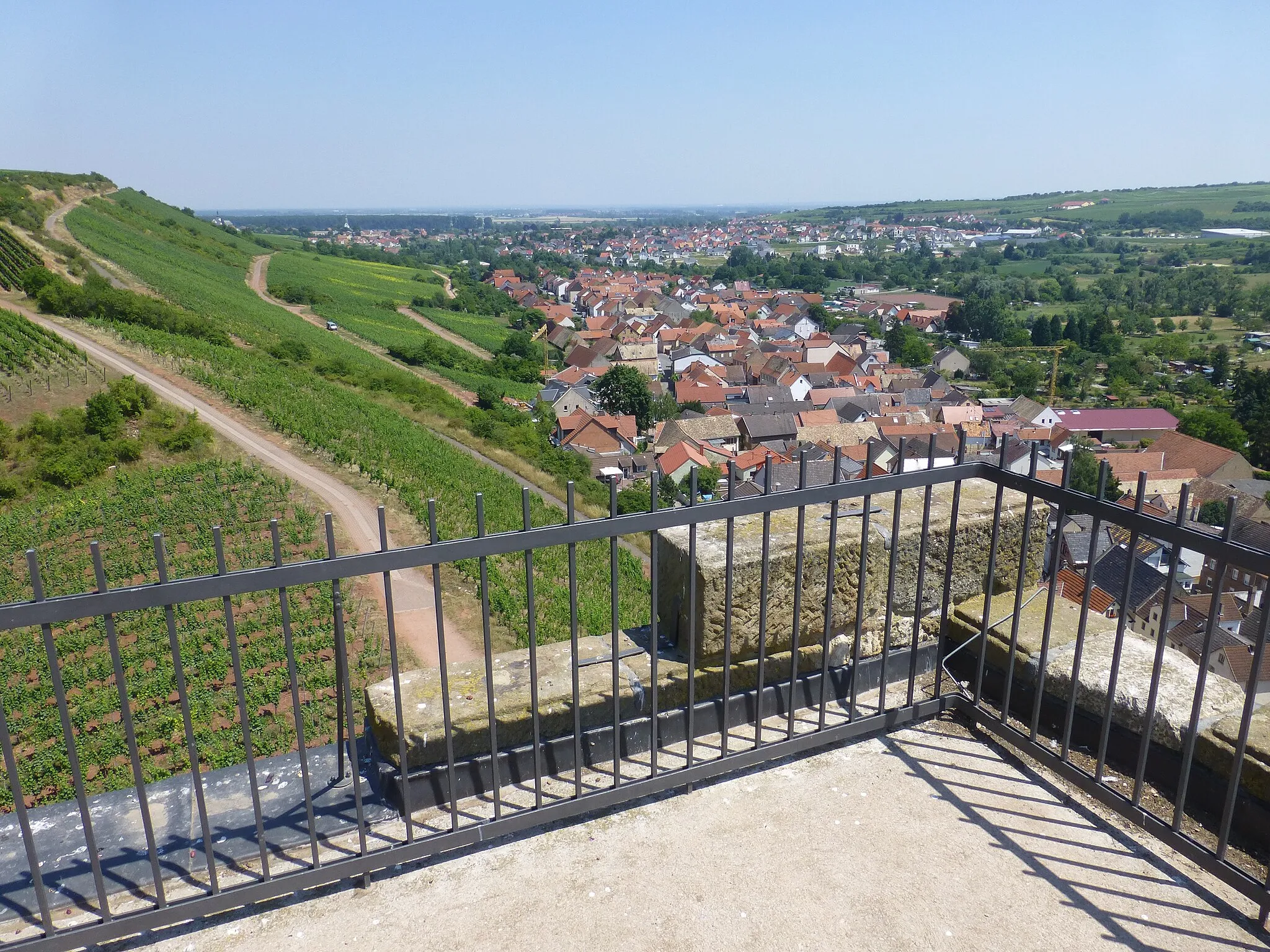 Photo showing: Blick von der Aussichtsplattform nach Osten in Richtung Schwabsburg und Nierstein