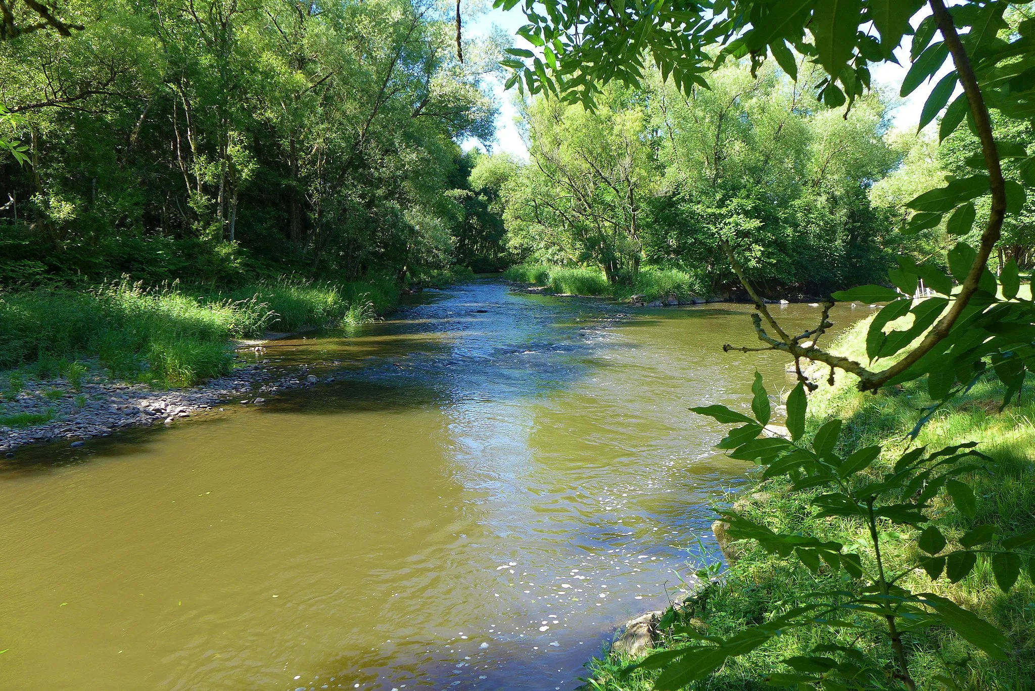 Photo showing: Mündung der Theel (rechts) in die Prims (links) am Rande der Gemarkung von Knorscheid