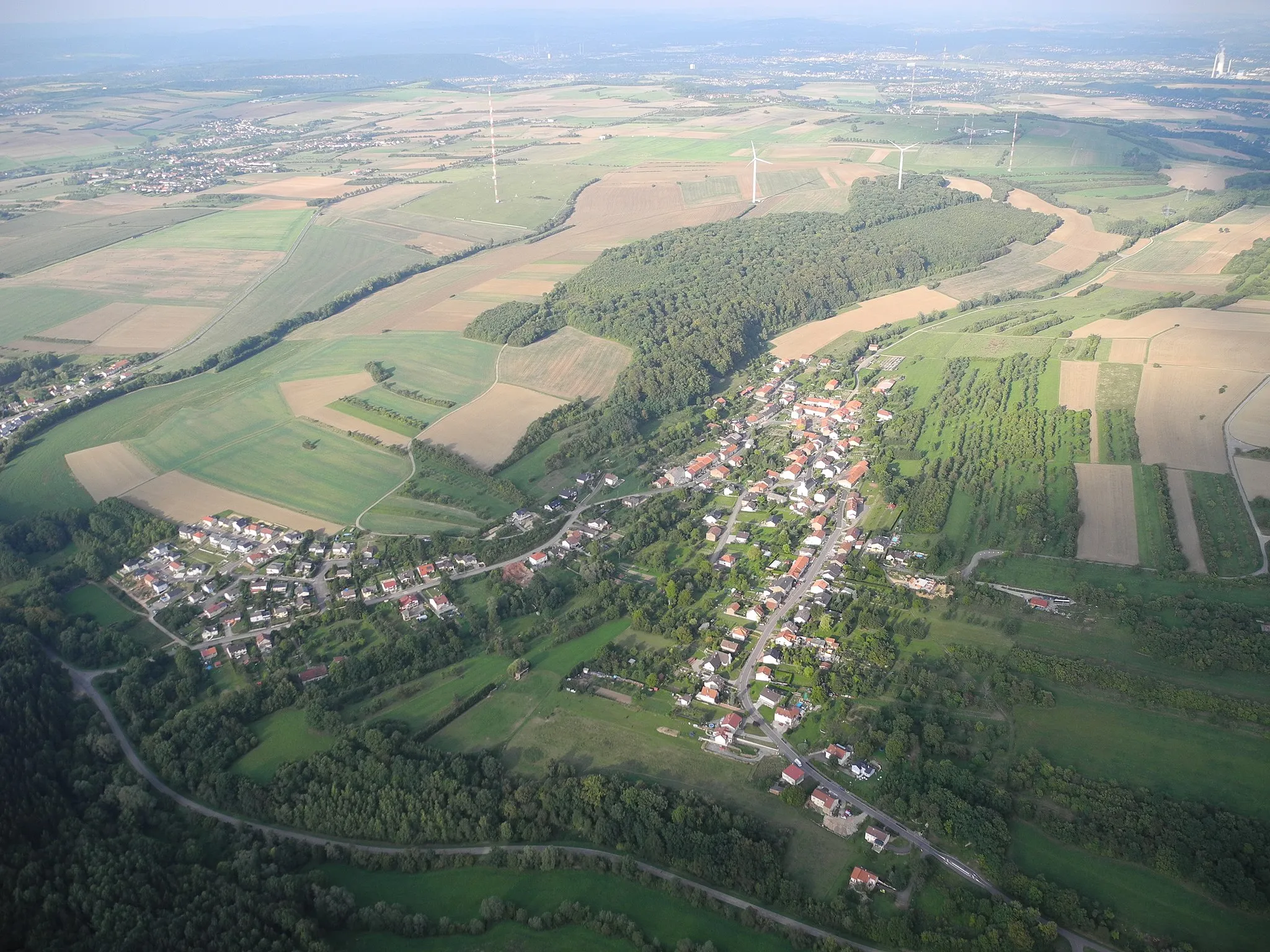 Photo showing: Airview of Berviller en Moselle, shot with Nikon Camrera out of an airplane