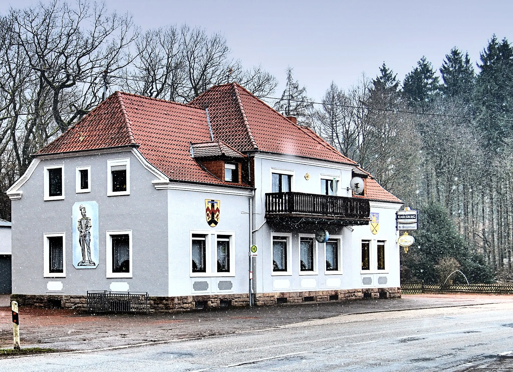 Photo showing: Alt Steigershaus (Restaurant und Gaststätte) in 66589 Merchweiler. Merchweiler ist eine Gemeinde im Landkreis Neunkirchen, Saarland, Deutschland. Die Gemeinde besteht aus zwei Ortsteilen: Merchweiler und Wemmetsweiler. Fotograf: Elmar Ersch, 66299 Friedrichsthal, Saarland, Deutschland. Foto vom: 11.03.2013