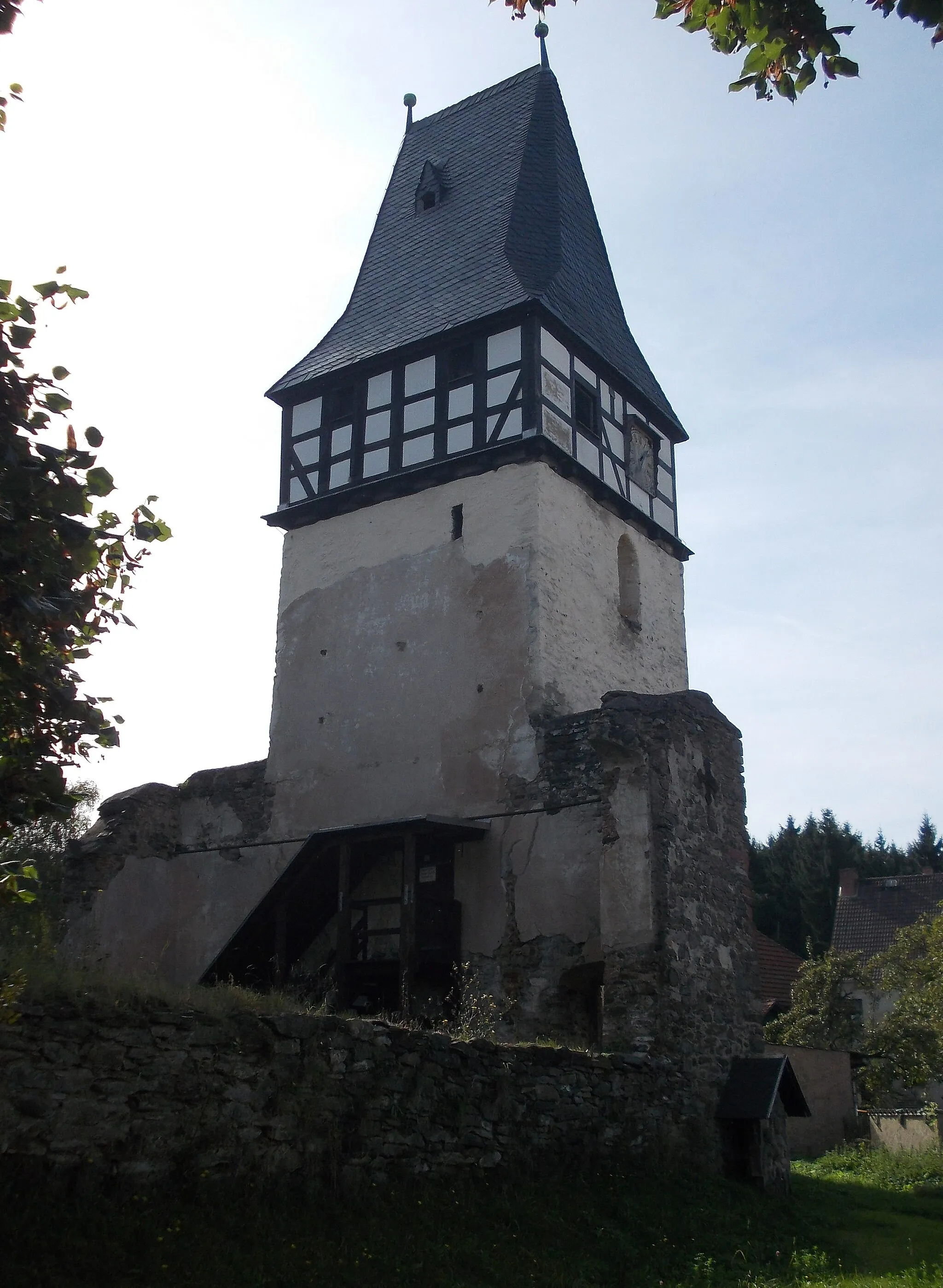Photo showing: Ruins of St. Stephen's Church in Abberode (Mansfeld, Mansfeld-Südharz district, Saxony-Anhalt)