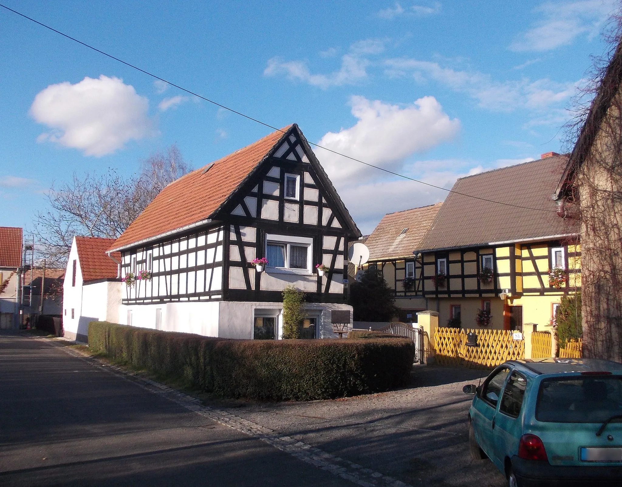 Photo showing: Half-timbered houses in Traupitz (Elsteraue, district: Burgenlandkreis, Saxony-Anhalt)