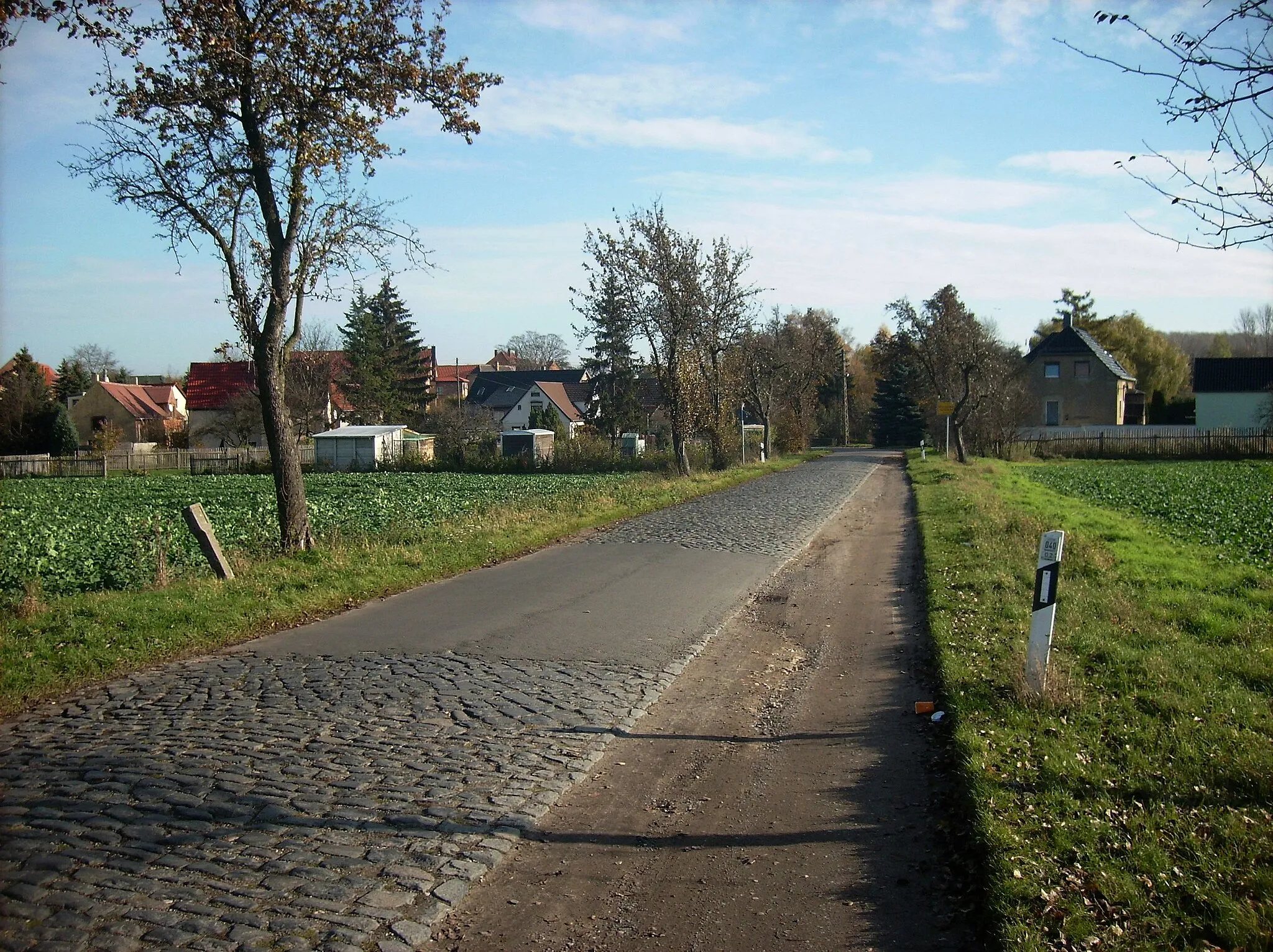 Photo showing: Cobblestone road at Oebles (Bad Dürrenberg, district of Saalekreis, Saxony-Anhalt)