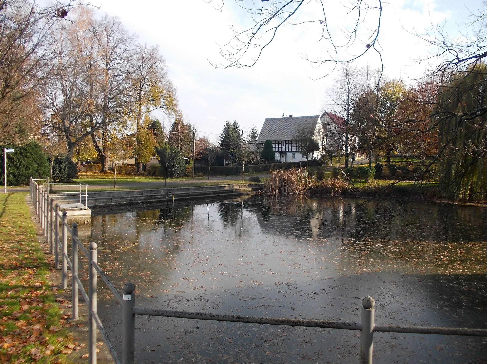 Photo showing: Pond in Spora (Elsteraue, district: Burgenlandkreis, Saxony-Anhalt)