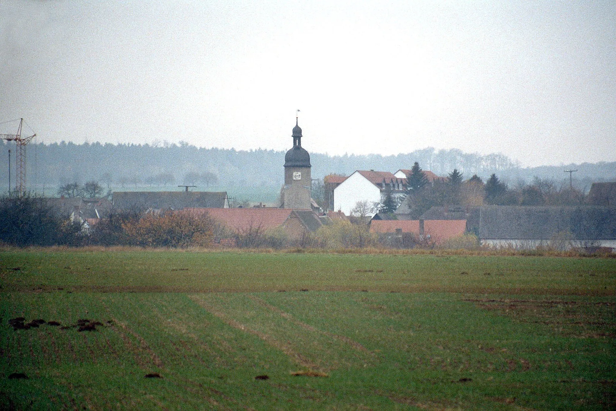 Photo showing: View to the village Wischroda, telephoto from the road to Schimmel