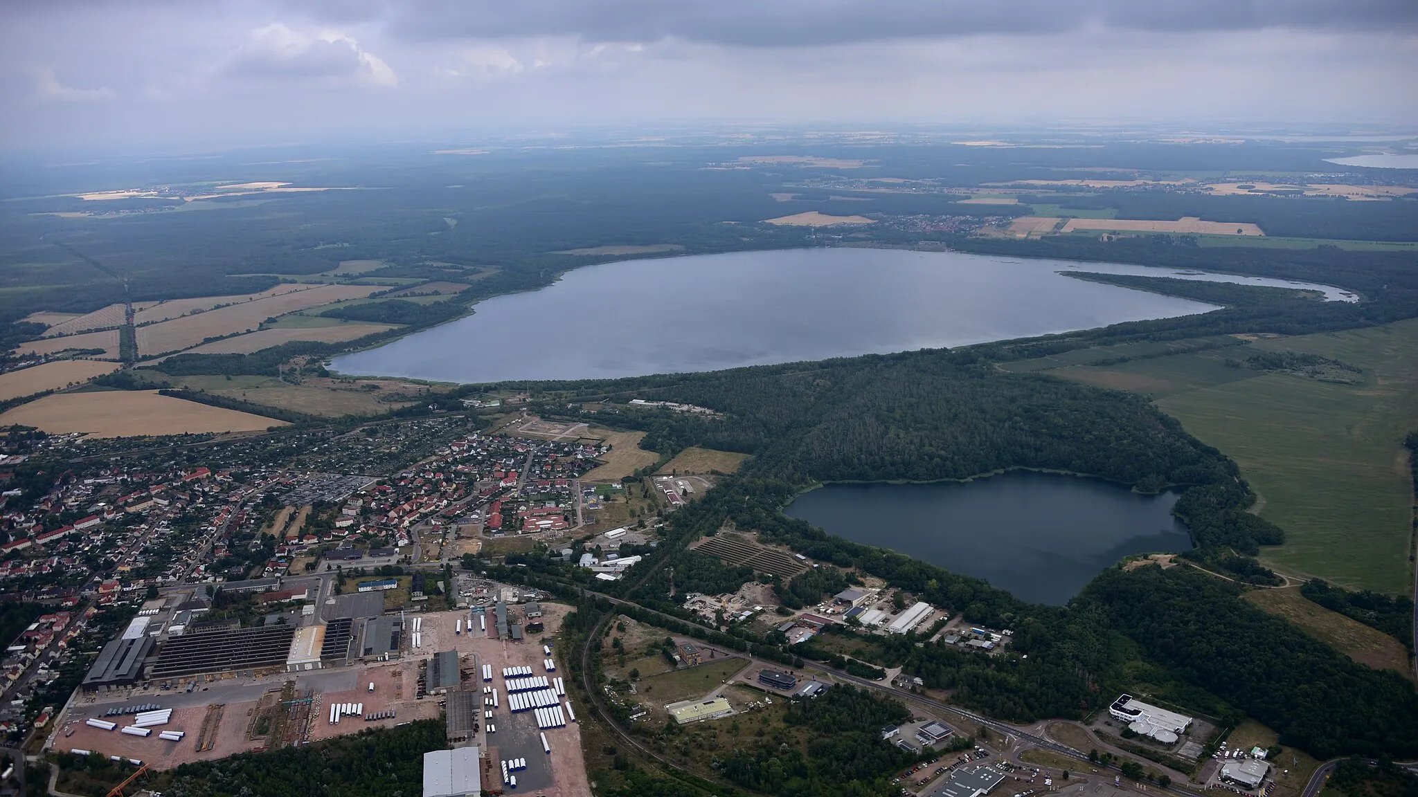Photo showing: Barbarasee, Gröberner See, Luftaufnahme (2019)