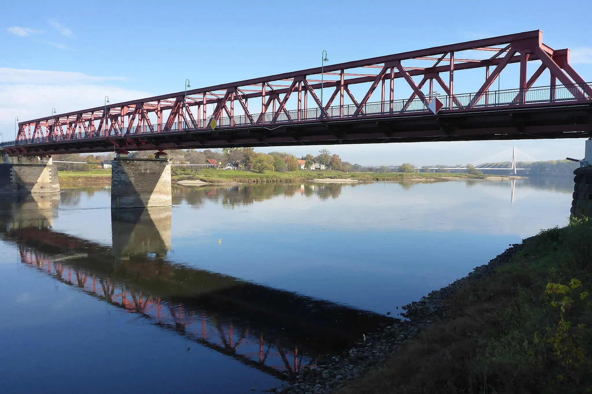 Photo showing: Alte und neue Elbbrücke bei Schönebeck