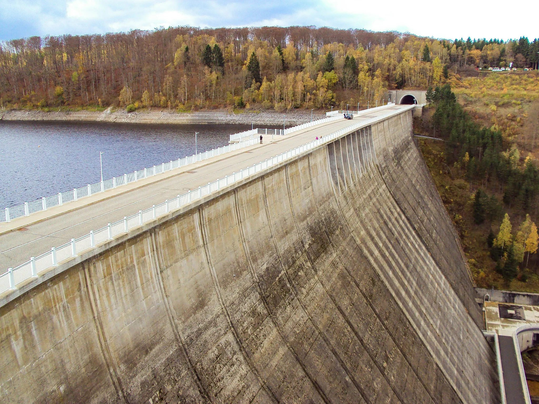 Photo showing: Luftseite der Rappbode-Sperrmauer. Ansicht von Osten