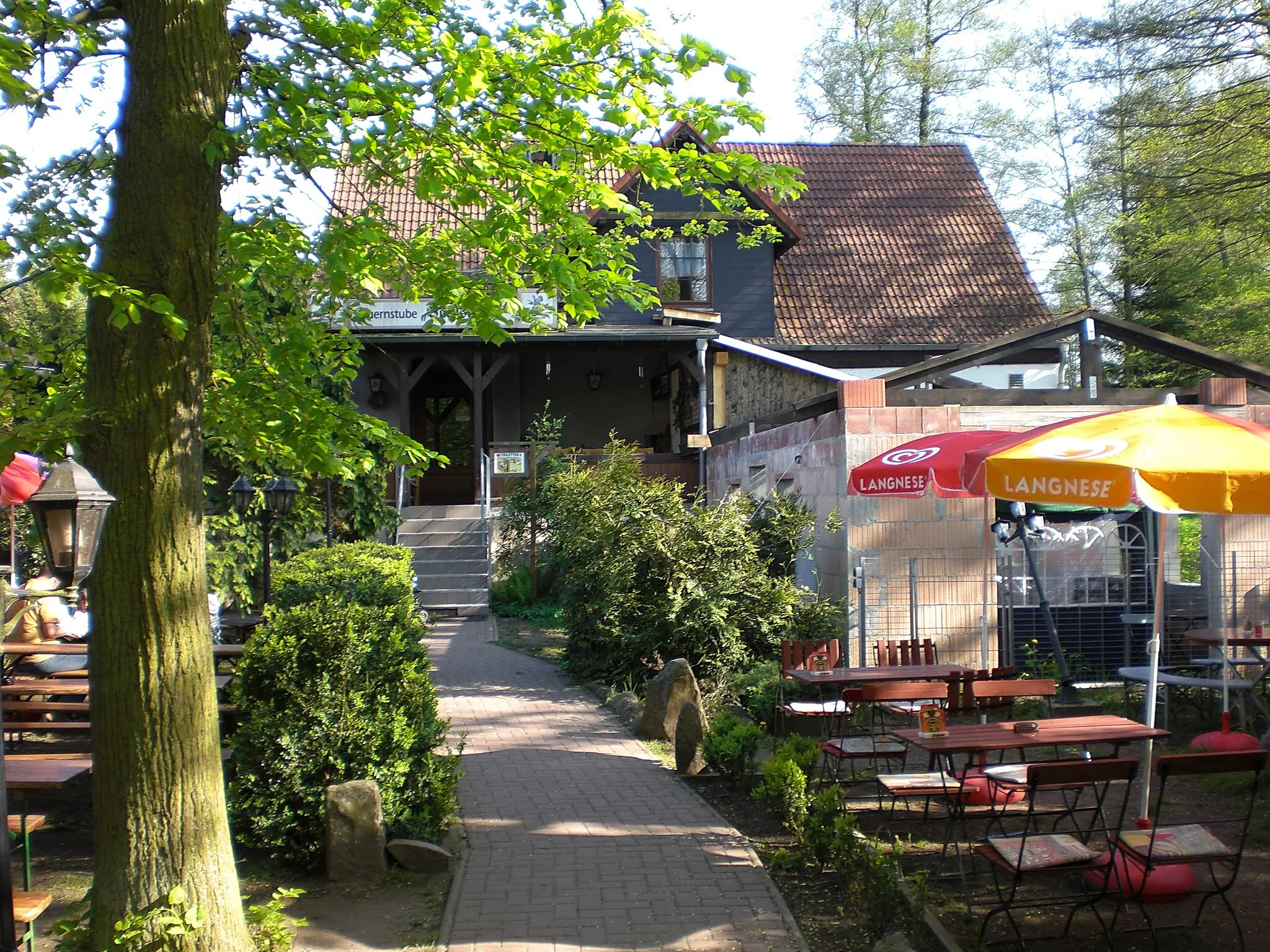 Photo showing: Bocksmühle bei Schermen, Biergarten