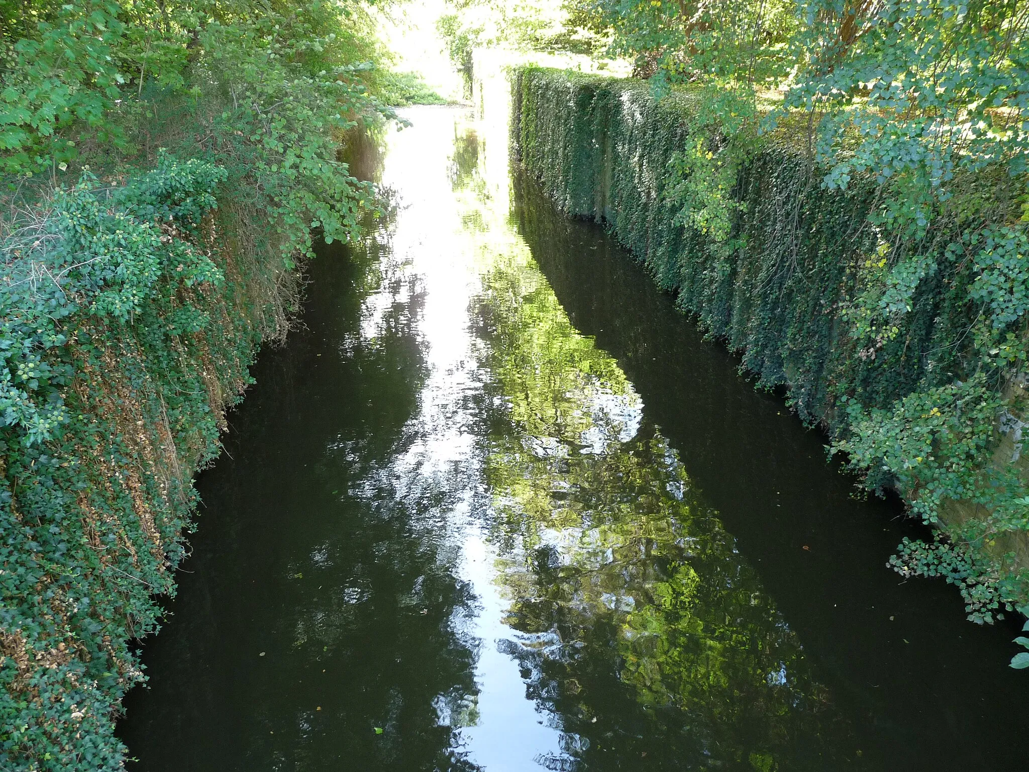 Photo showing: Westlich am Ortsrand von Bergzow befindet sich die gut erhaltene ehemalige Schleuse Bergzow des früheren Ihlekanals. Die Schleuse hatte eine nutzbare Länge von 47 Meter und ist 8 Meter breit. Die Fallhöhe betrug 2,70 Meter. Bergzow ist ein Ortsteil der Einheitsgemeinde Elbe-Parey im Landkreis Jerichower Land in Sachsen-Anhalt.