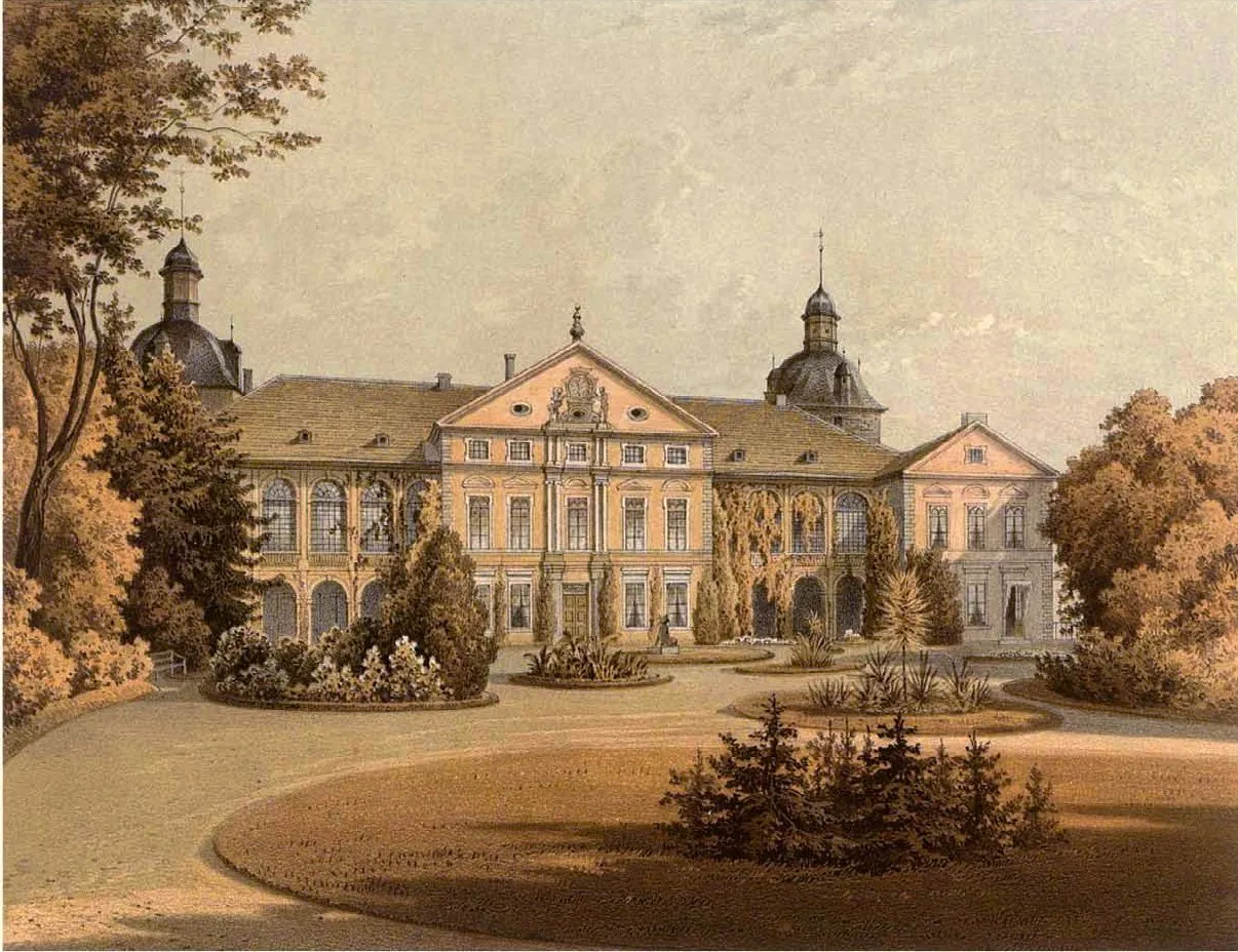Photo showing: Schloss Hundisburg, Lithografie aus dem 19. Jahrhundert