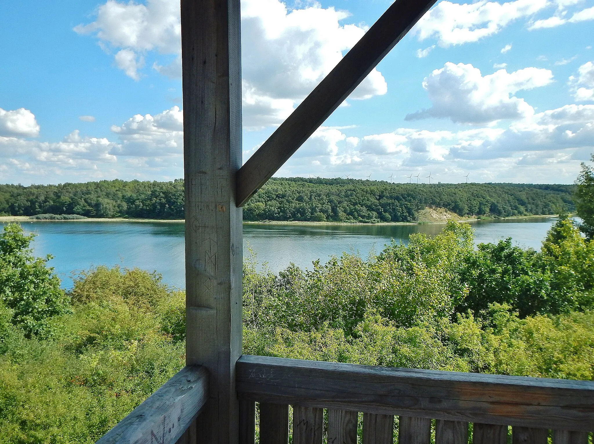 Photo showing: Ausblick vom Aussichtsturm  im  Naturschutzgebiet Dummersdorfer Ufer auf die Trave