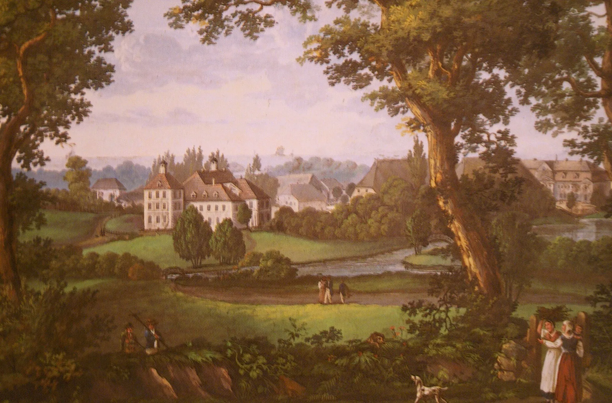 Photo showing: Panker Manor in the 19. Century. Painting by J. L. v. Motz