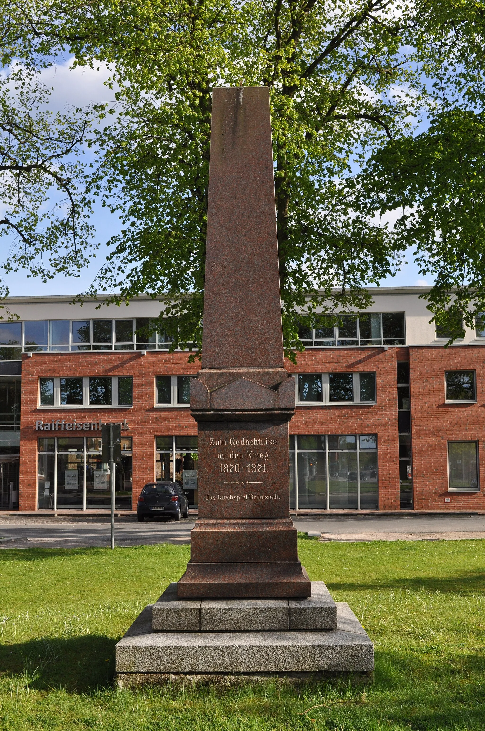 Photo showing: Denkmal für die im Deutsch-Französischen Krieg gefallenen Soldaten des Kirchspiels Bad Bramstedt.
