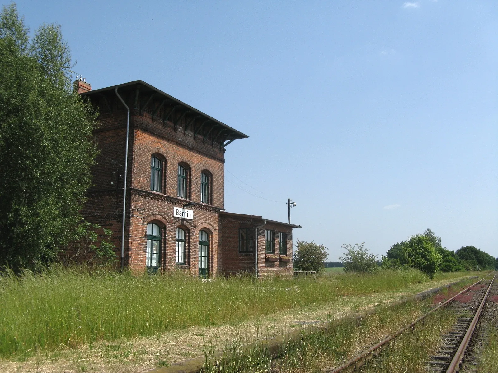 Photo showing: Train station in Bantin, Mecklenburg-Vorpommern, Germany at line Kaiserbahn