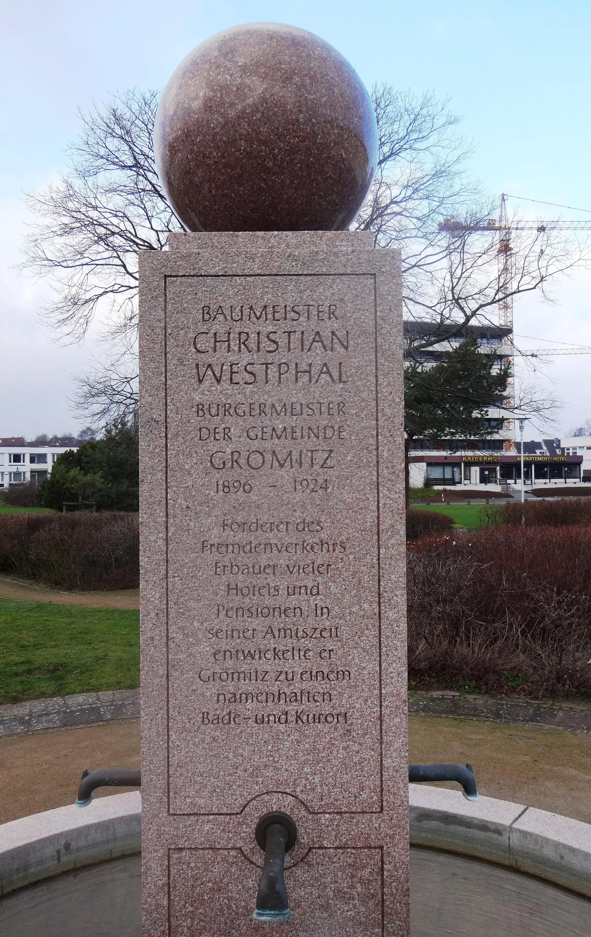 Photo showing: Brunnen zum Gedenken an Bürgermeister Westphal, Grömitz