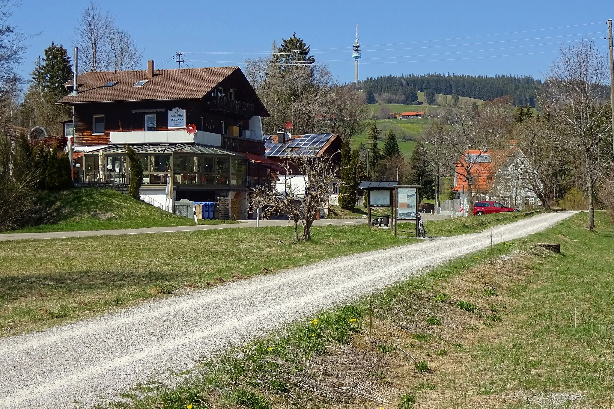 Photo showing: Ehemalige Haltestelle Kürnach 2021. Heute Toscana, Ristorante, Pizzeria, Wagenbühl 17, 87487 Wiggensbach