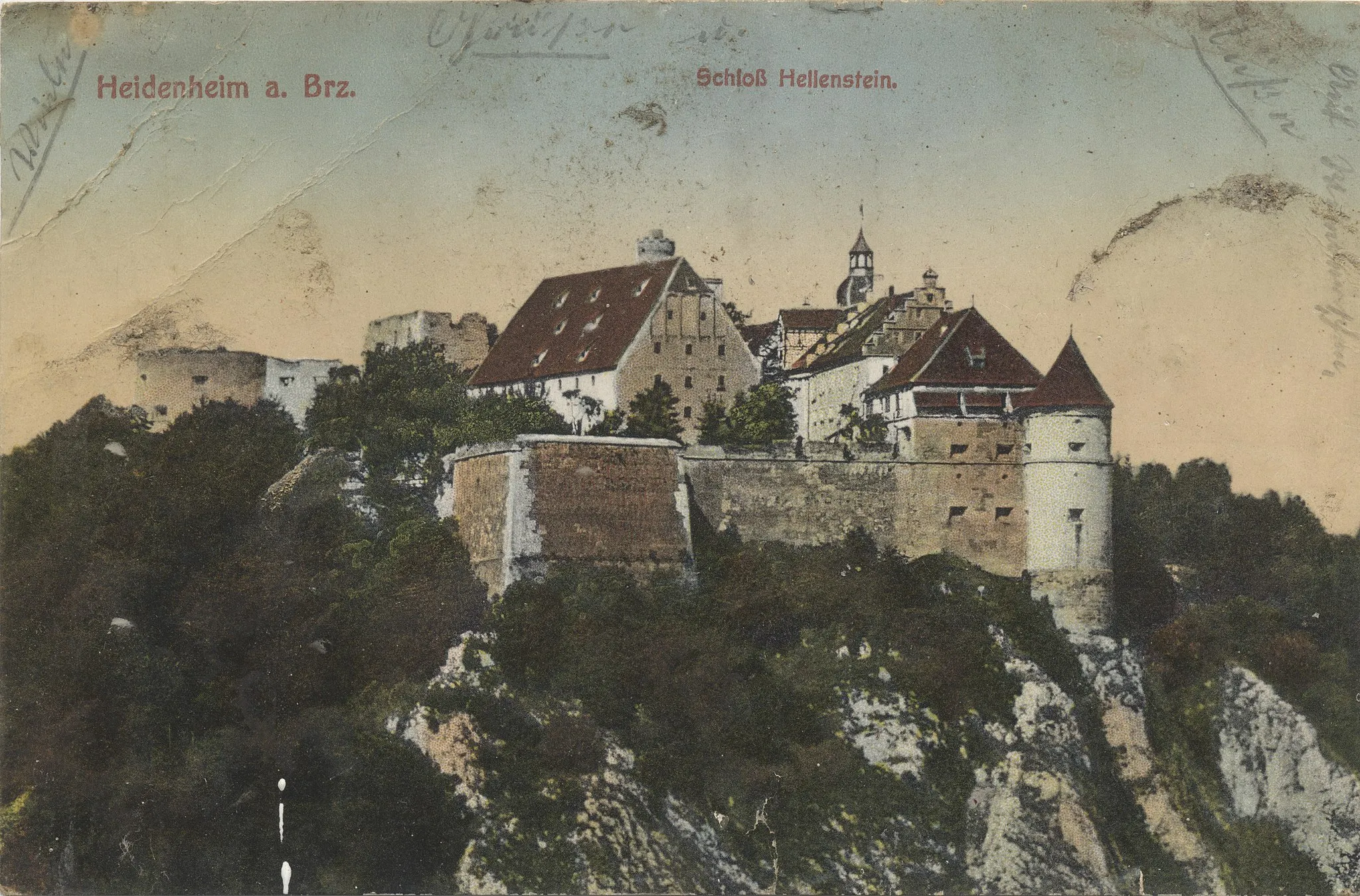 Photo showing: Postkarte von 1913 mit Abbildung Schloss Hellensteins