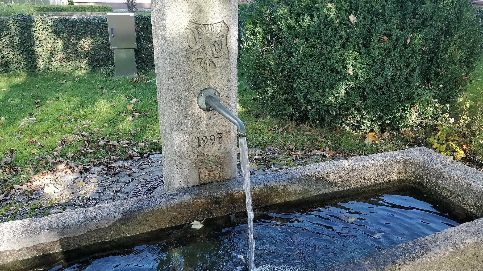 Photo showing: Fountain located in Unterbergen, near the fire department. Built 1997.