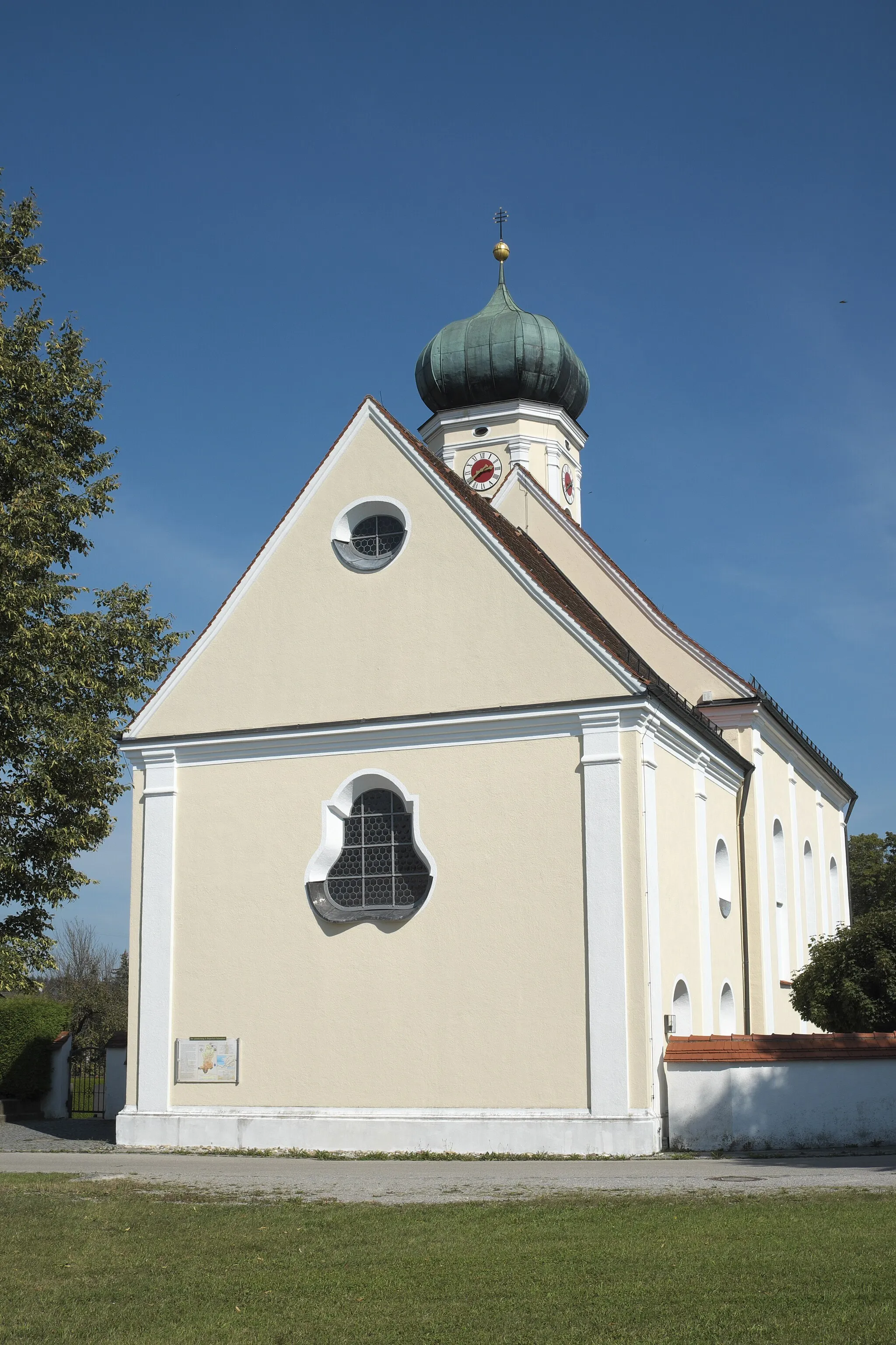 Photo showing: Katholische Pfarrkirche St. Jakobus der Ältere in Haunswies (Affing) im schwäbischen Landkreis Aichach-Friedberg (Bayern/Deutschland), Ansicht von Westen