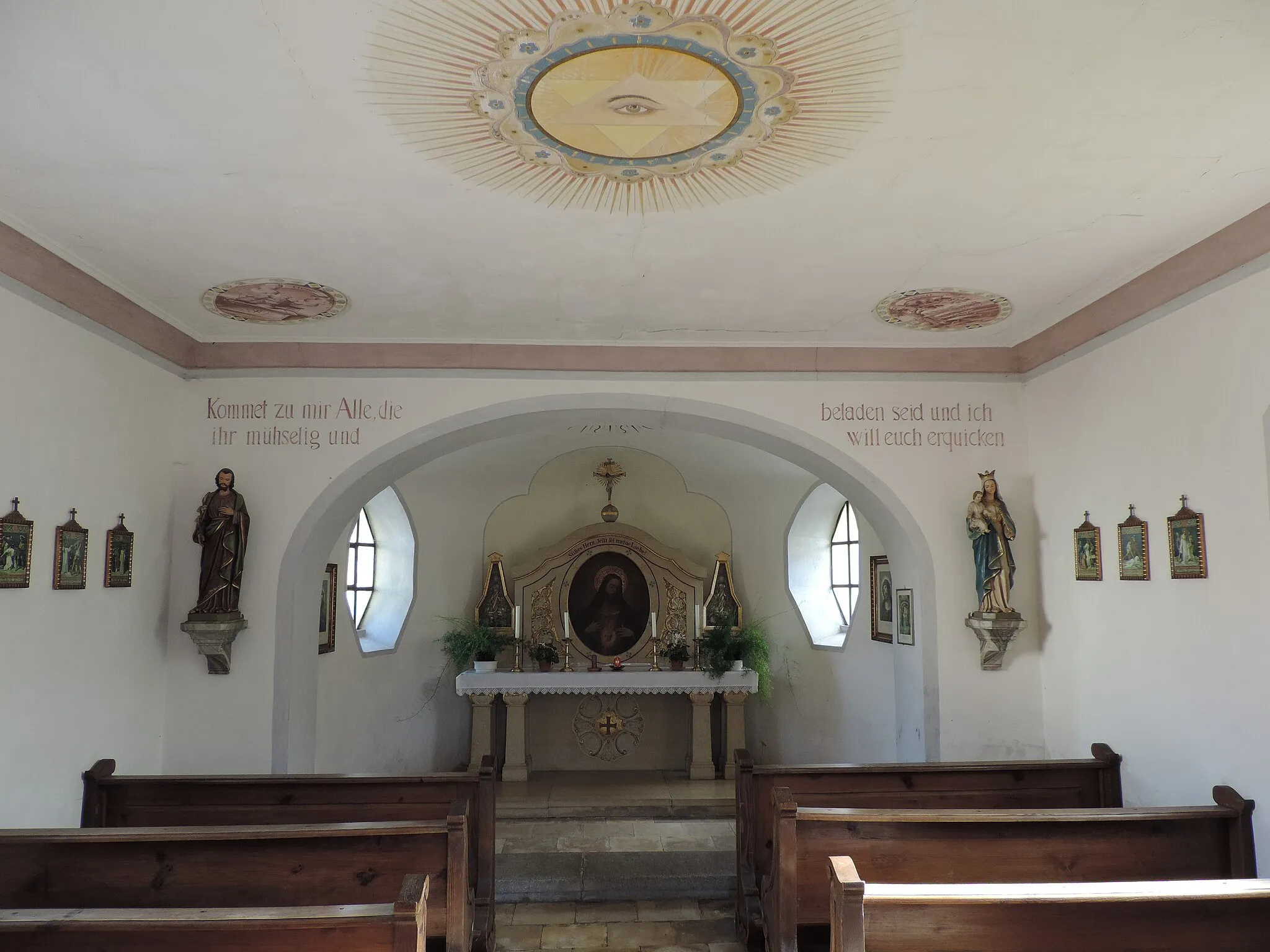 Photo showing: Innenraumt Kapelle Herz Jesu in Rehling-Allmering
