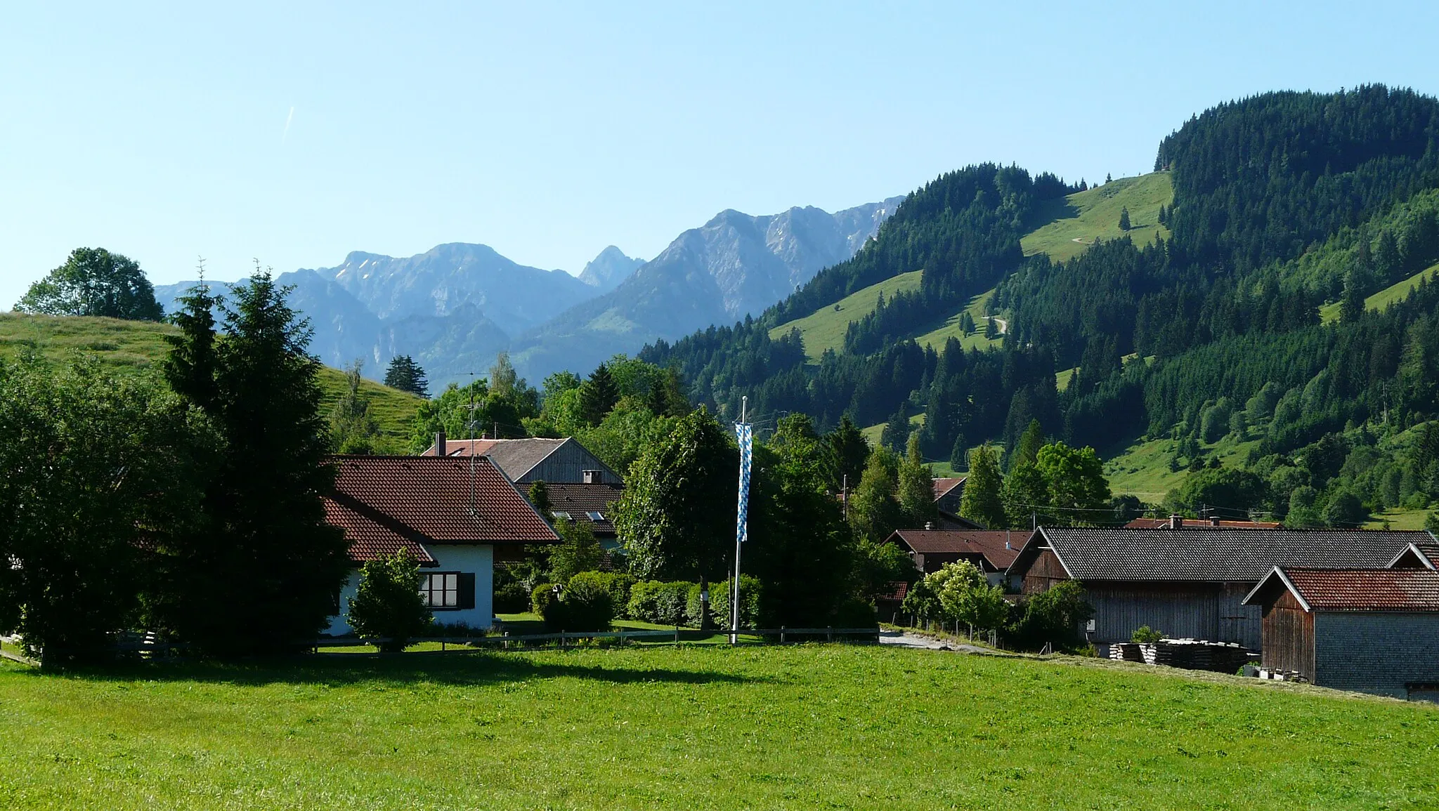 Photo showing: Wank, Nesselwang, Allgäuer Hügel und Berge.