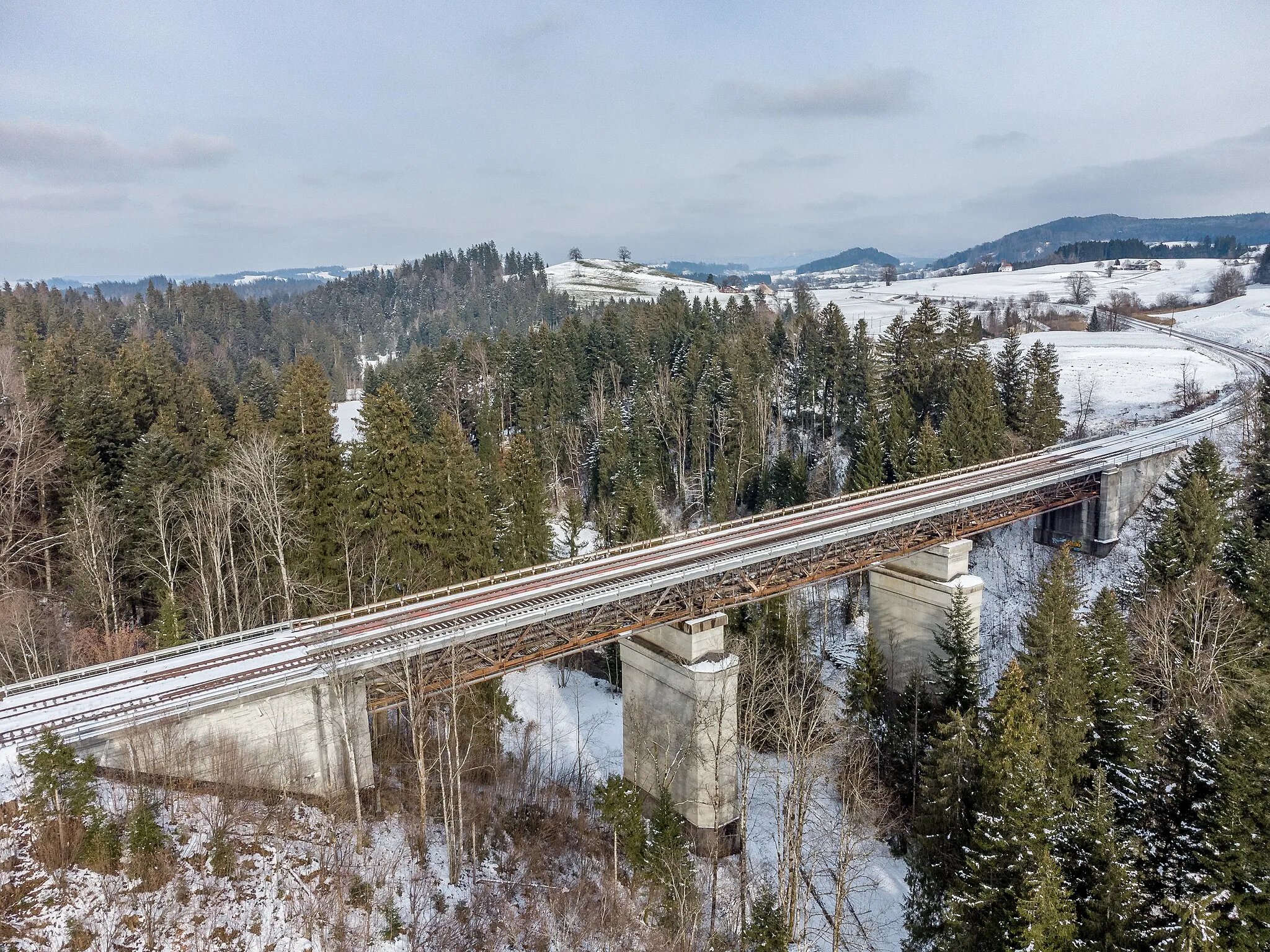 Photo showing: Bridge Ellhofer Tobelbrücke near Ellhofen, south Germany.